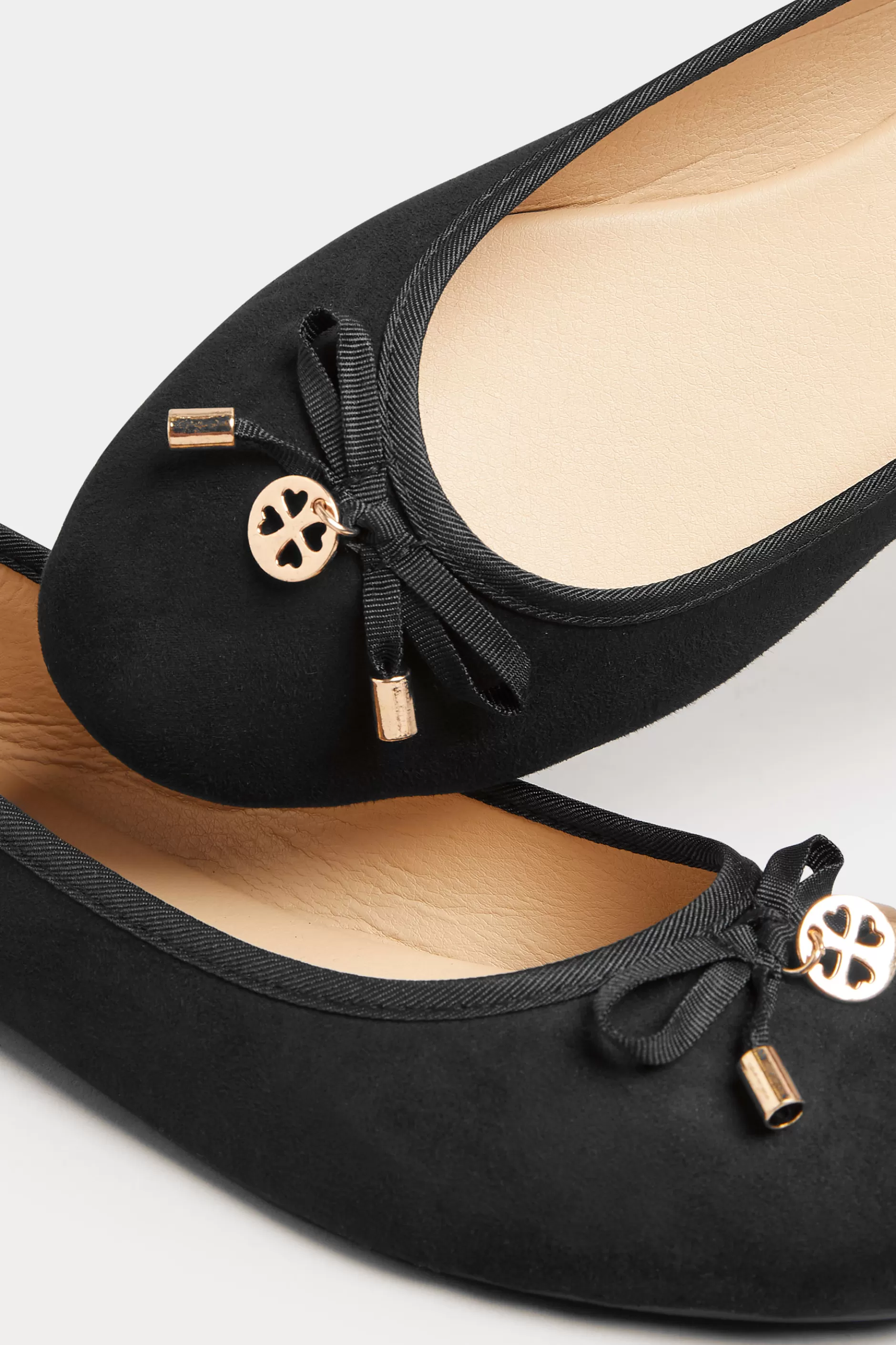 Women M&Co Flat Shoes>Pixiegirl Pixiegirl Black Faux Suede Bow Charm Ballet Pumps In Standard Fit