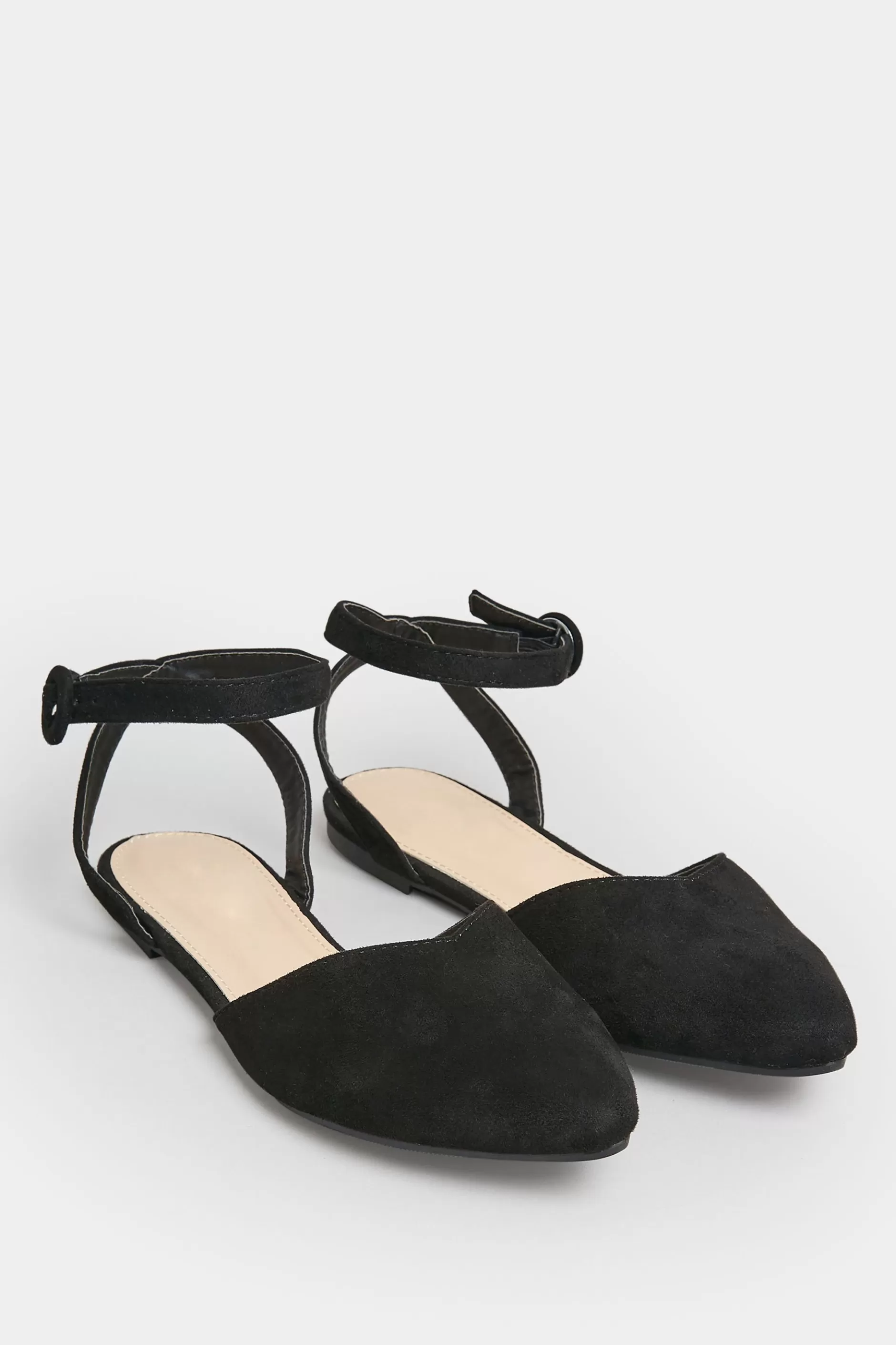 Women M&Co Flat Shoes>Pixiegirl Pixiegirl Black Faux Suede Two Part Pointed Ballerina Pumps In Standard Fit