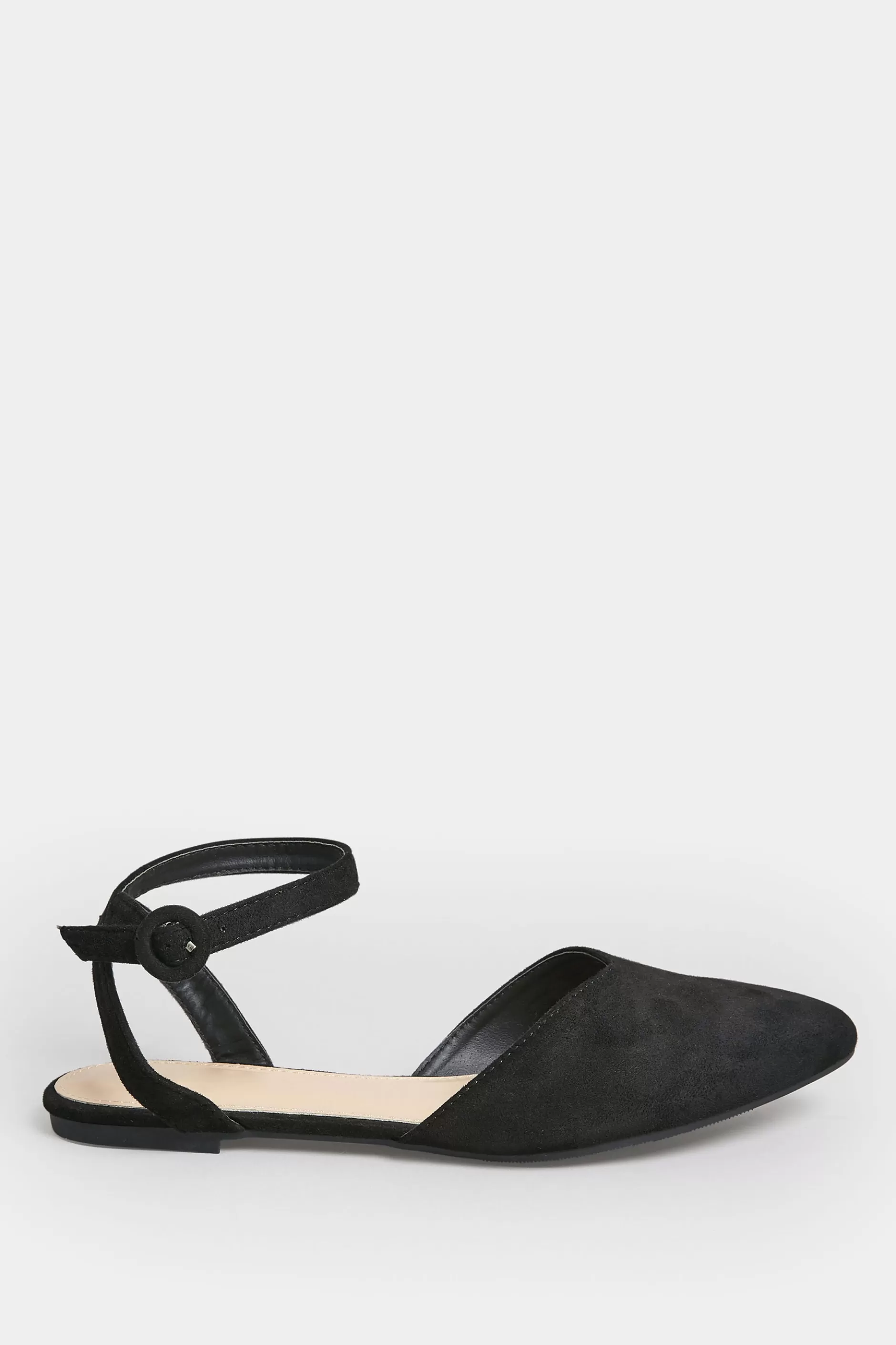 Women M&Co Flat Shoes>Pixiegirl Pixiegirl Black Faux Suede Two Part Pointed Ballerina Pumps In Standard Fit