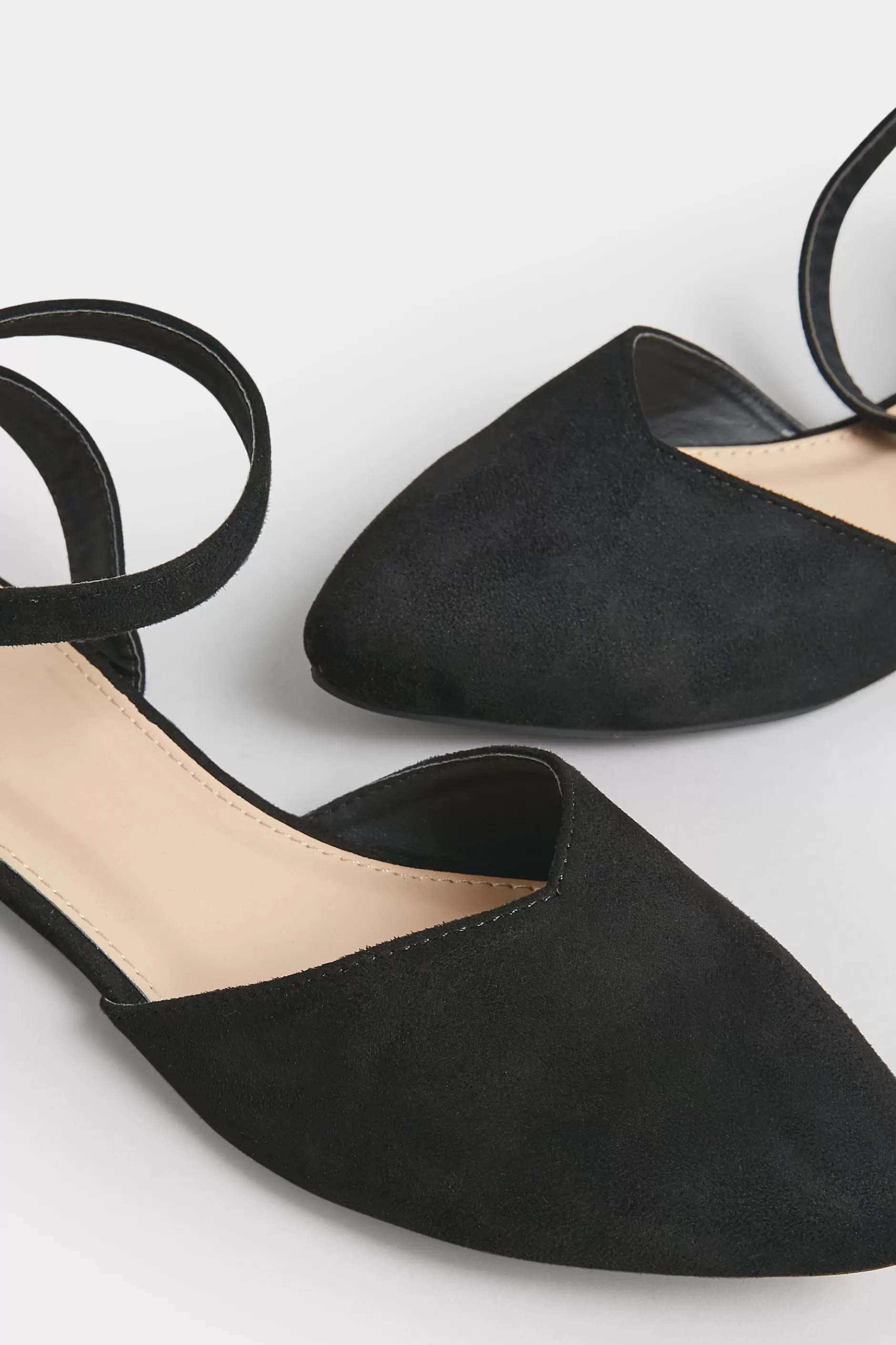Women M&Co Flat Shoes>Pixiegirl Pixiegirl Black Faux Suede Two Part Pointed Ballerina Pumps In Standard Fit