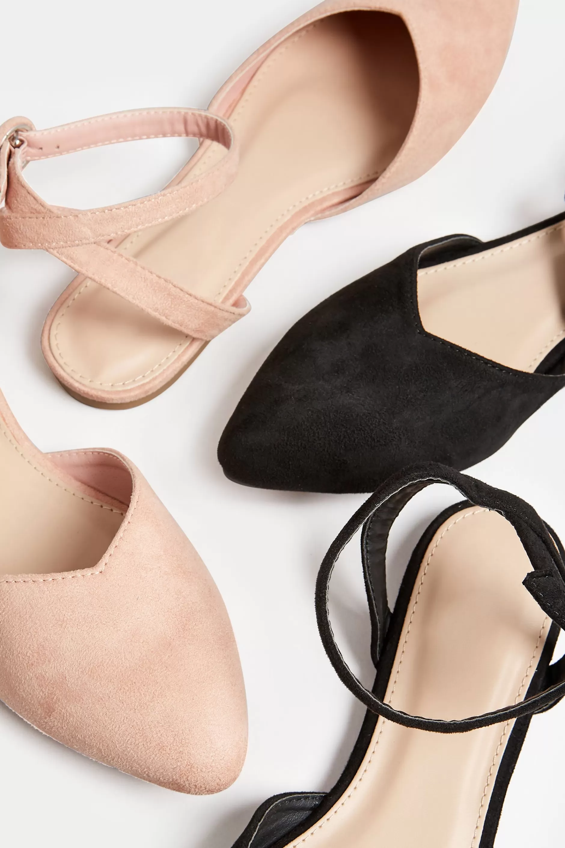Women M&Co Flat Shoes>Pixiegirl Pixiegirl Black Faux Suede Two Part Pointed Ballerina Pumps In Standard Fit