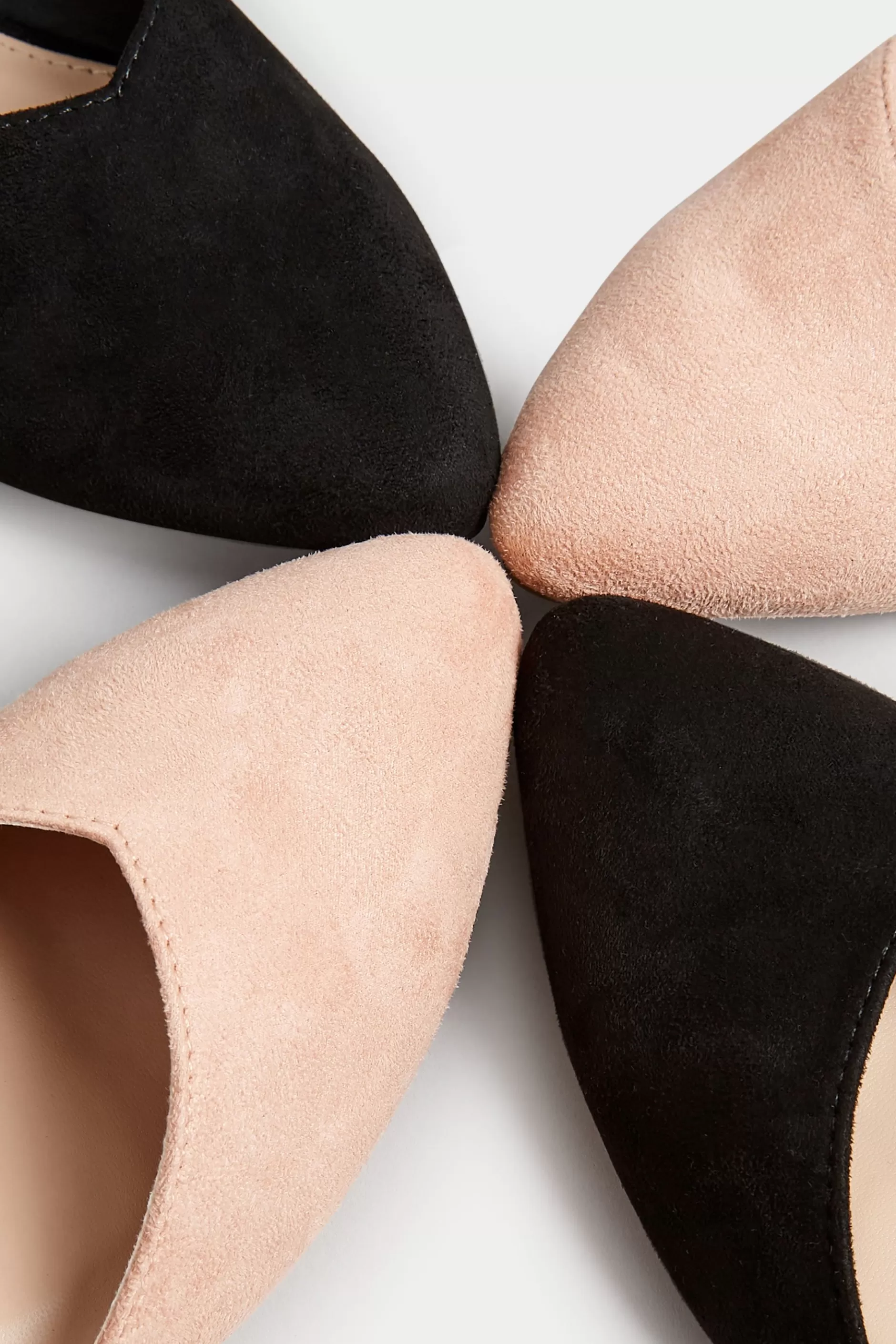 Women M&Co Flat Shoes>Pixiegirl Pixiegirl Black Faux Suede Two Part Pointed Ballerina Pumps In Standard Fit
