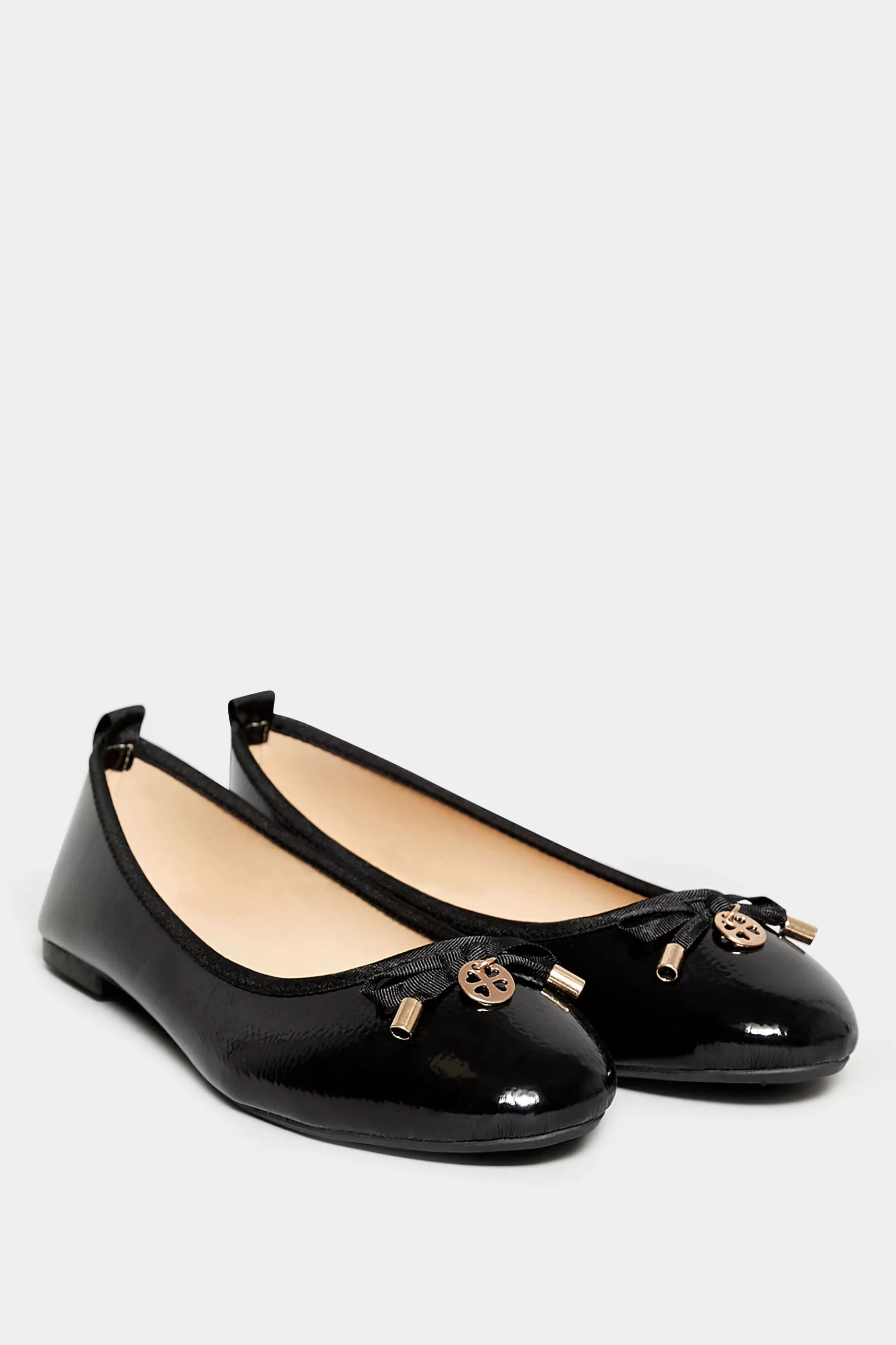 Women M&Co Flat Shoes>Pixiegirl Pixiegirl Black Patent Bow Ballet Pumps In Standard Fit