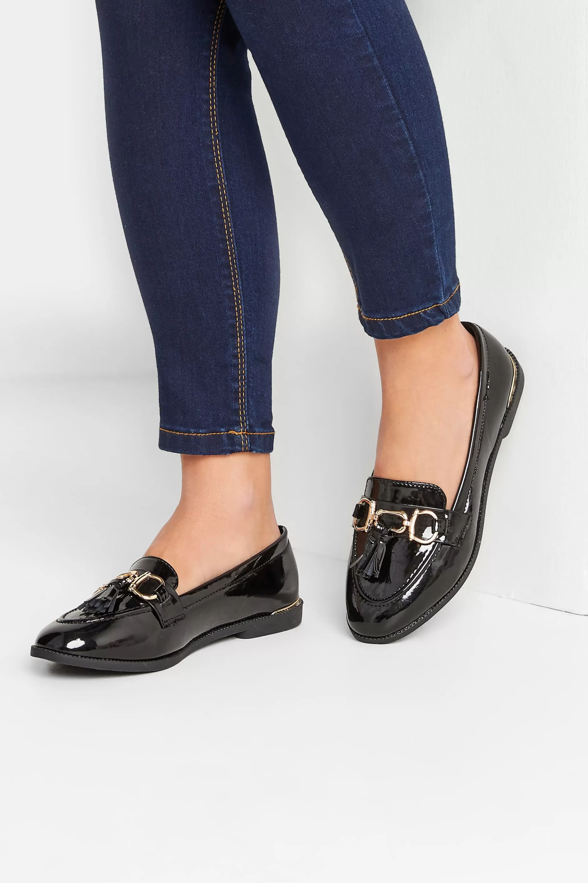 Women M&Co Flat Shoes>Pixiegirl Pixiegirl Black Patent Loafers In Standard Fit