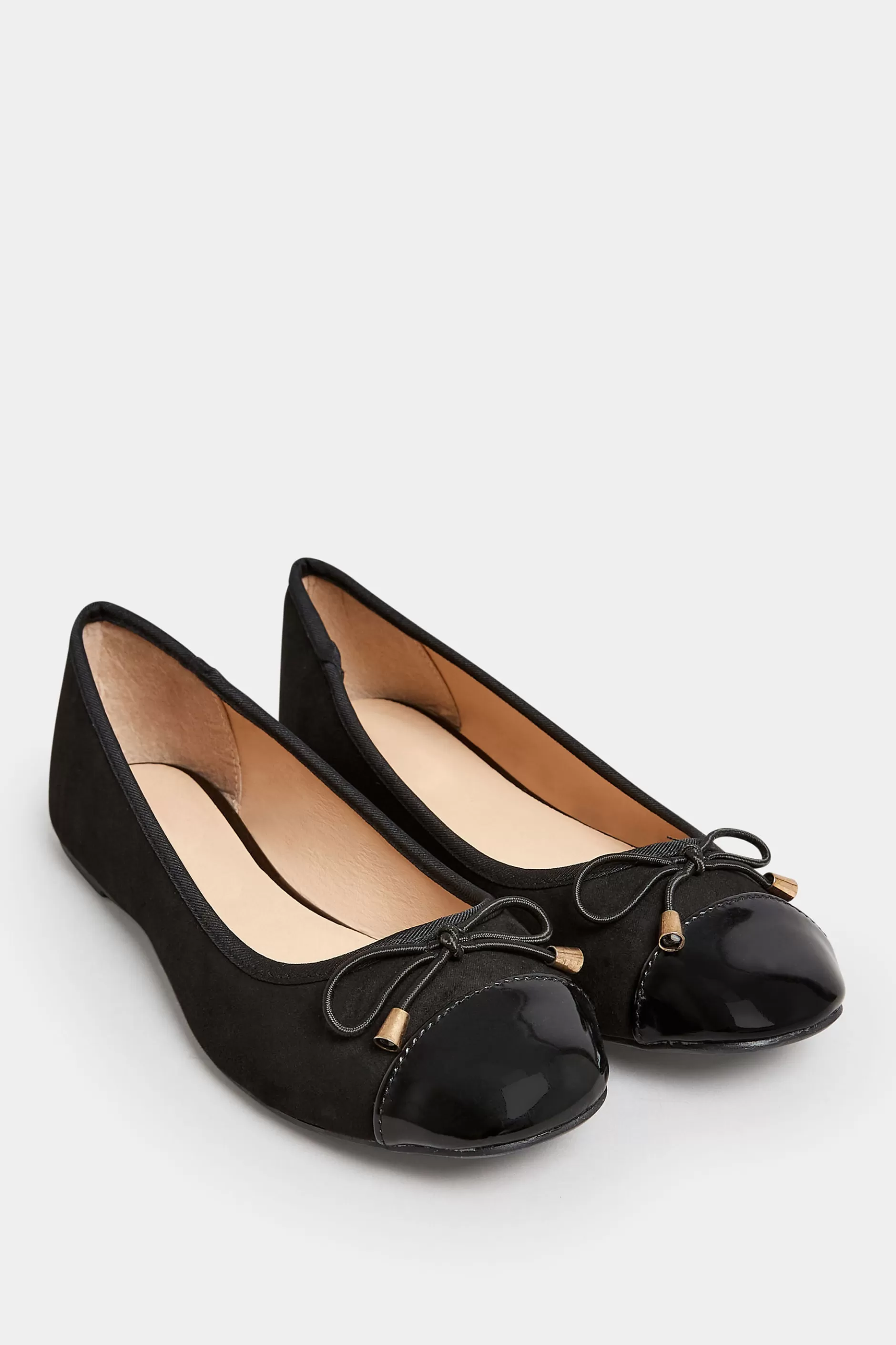 Women M&Co Flat Shoes>Pixiegirl Pixiegirl Black Patent Toe Cap Ballerina Pumps In Standard Fit