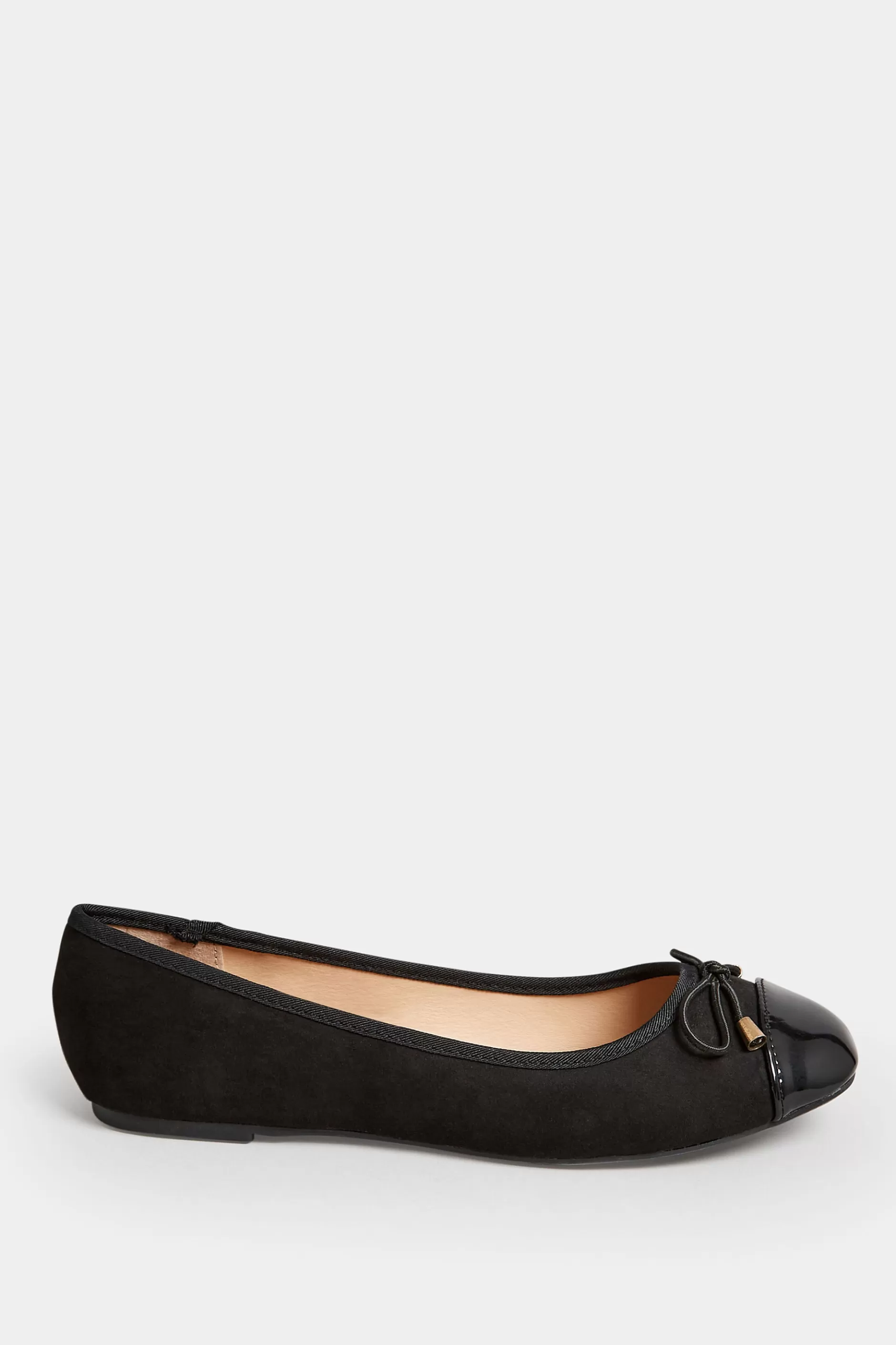 Women M&Co Flat Shoes>Pixiegirl Pixiegirl Black Patent Toe Cap Ballerina Pumps In Standard Fit