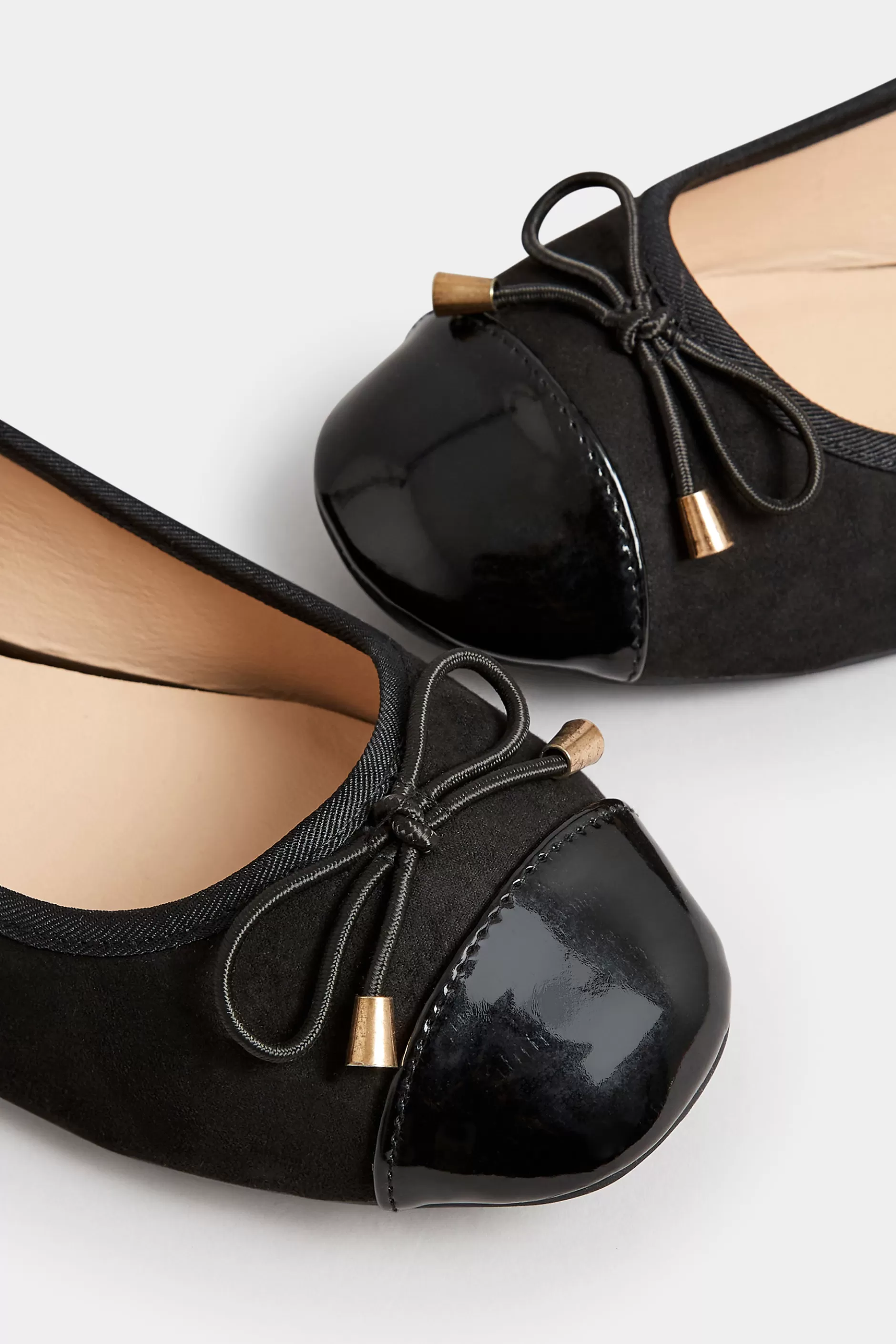 Women M&Co Flat Shoes>Pixiegirl Pixiegirl Black Patent Toe Cap Ballerina Pumps In Standard Fit