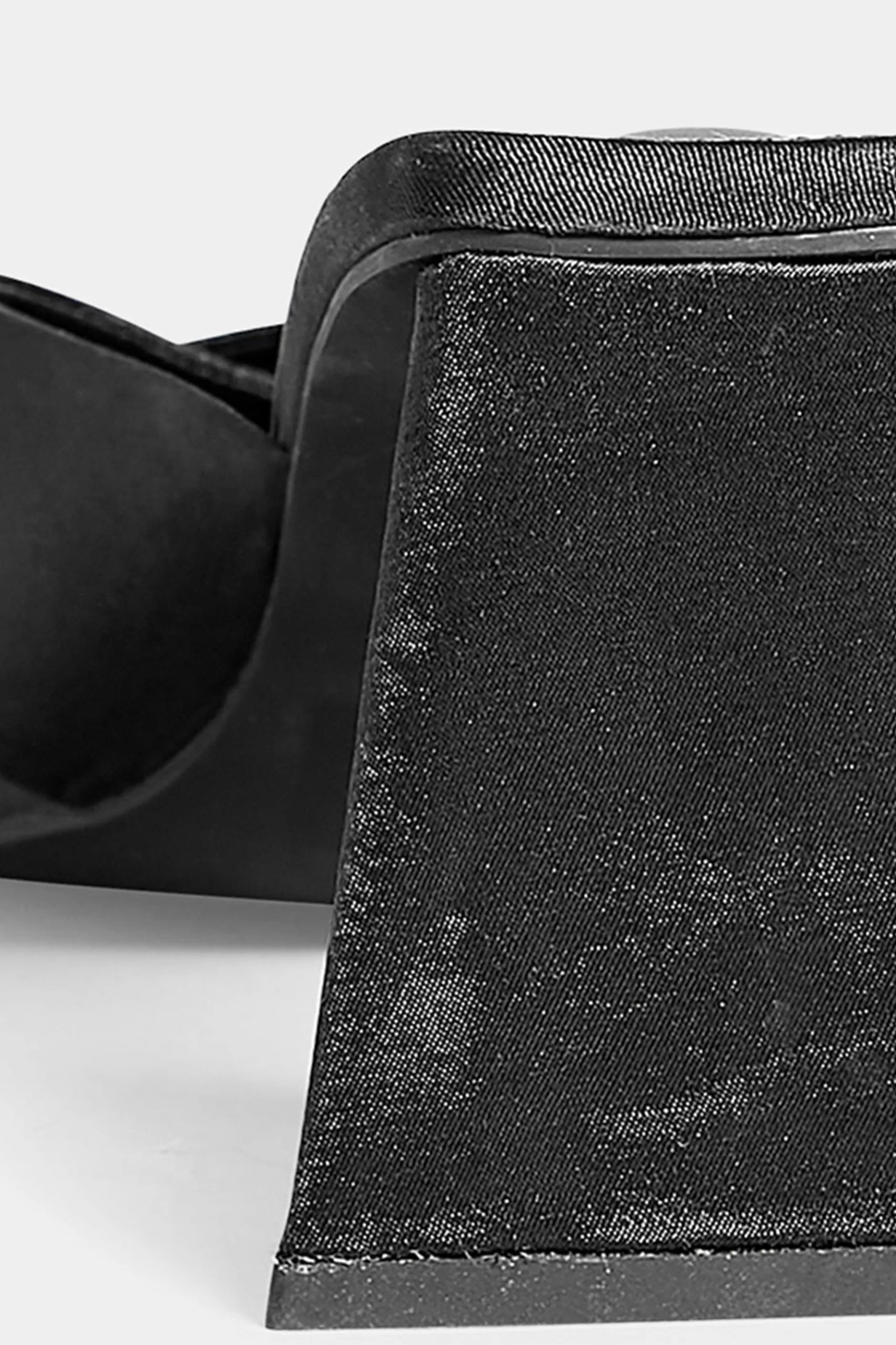 Women M&Co Mules & Sliders>Pixiegirl Pixiegirl Black Satin Crossover Heeled Mules In Standard Fit