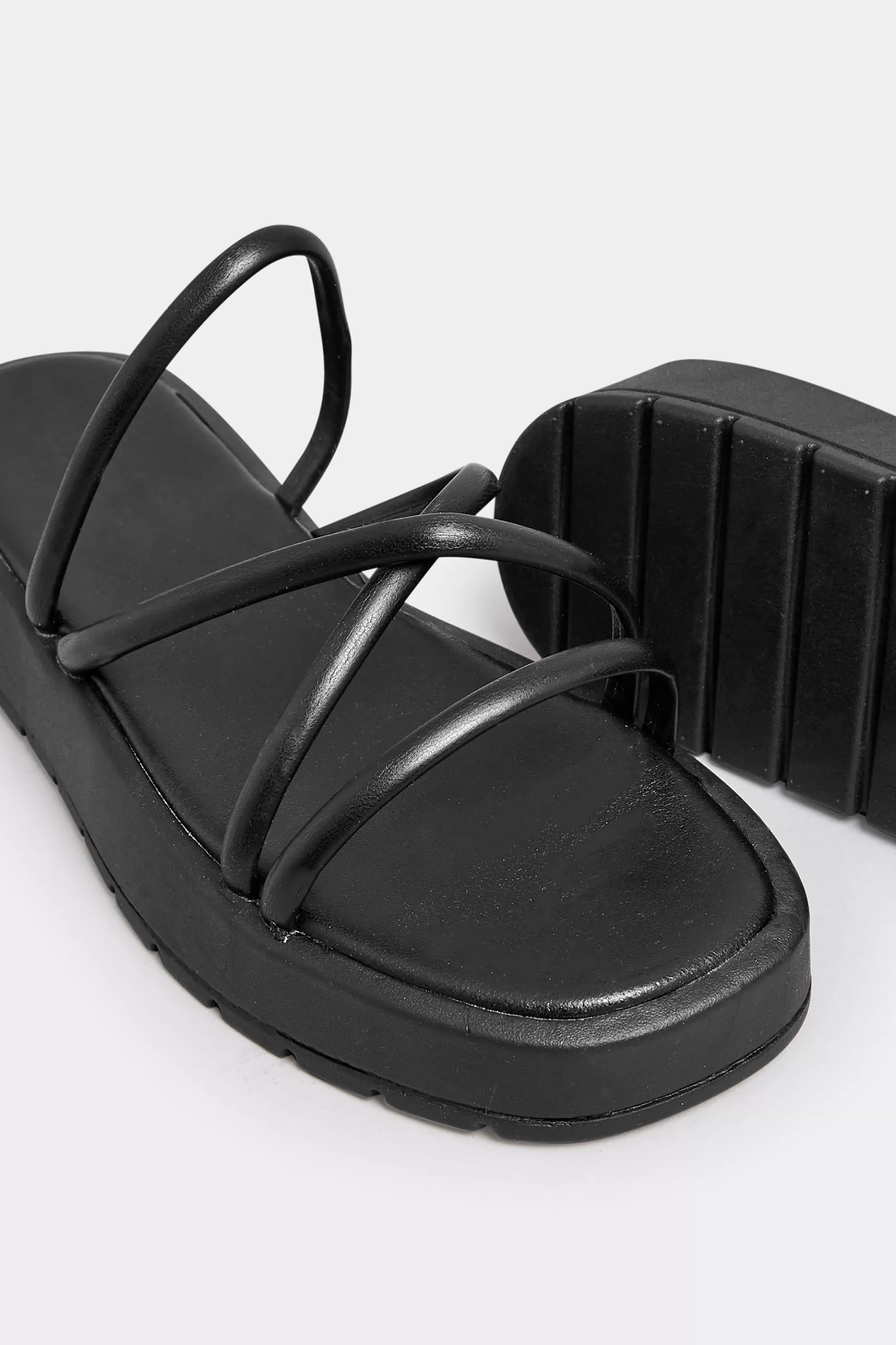 Women M&Co Sandals>Pixiegirl Pixiegirl Black Strappy Flatform Sandals In Standard Fit