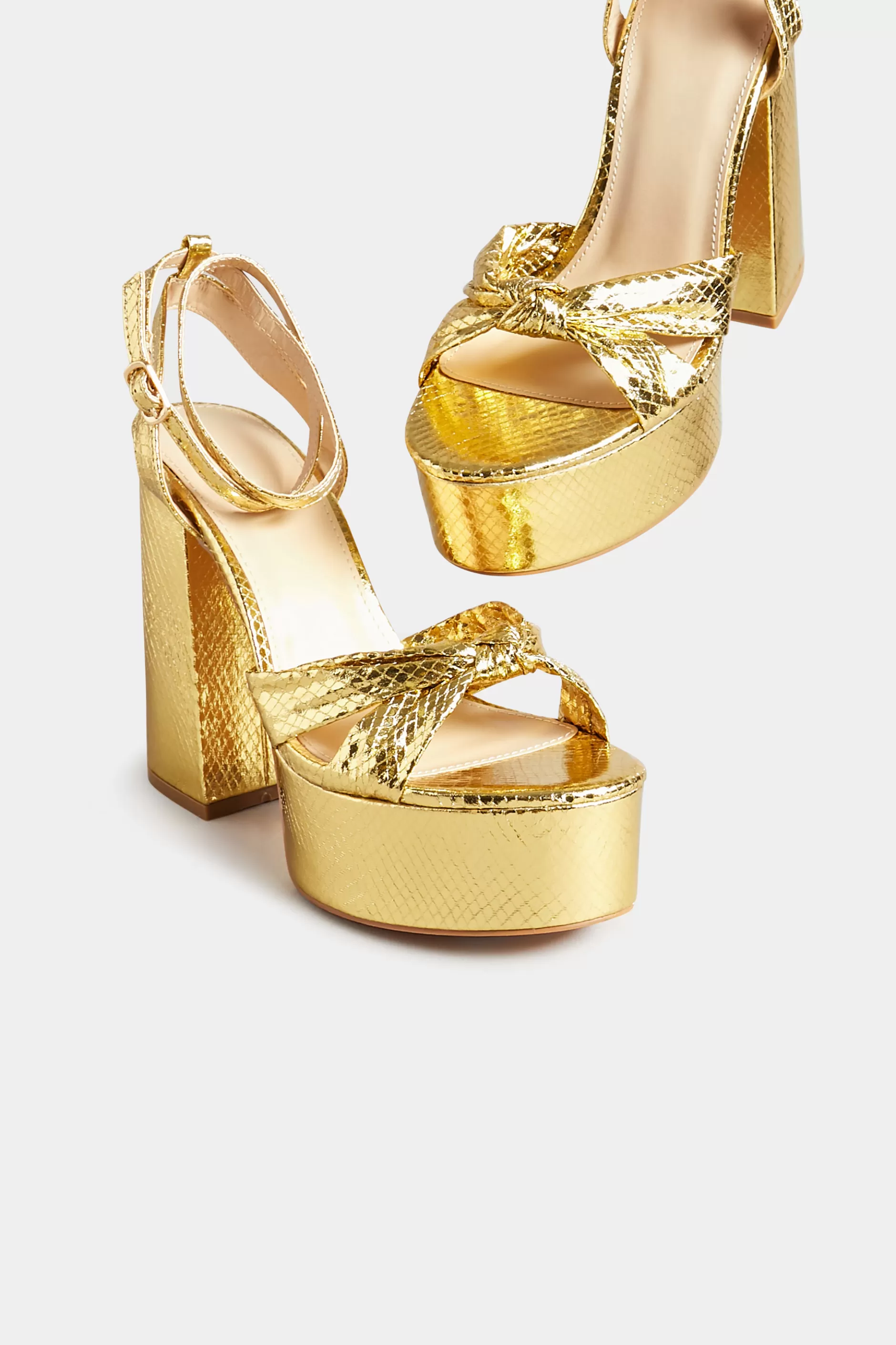Women M&Co Heels>Pixiegirl Pixiegirl Gold Shine Platform Heels In Standard Fit