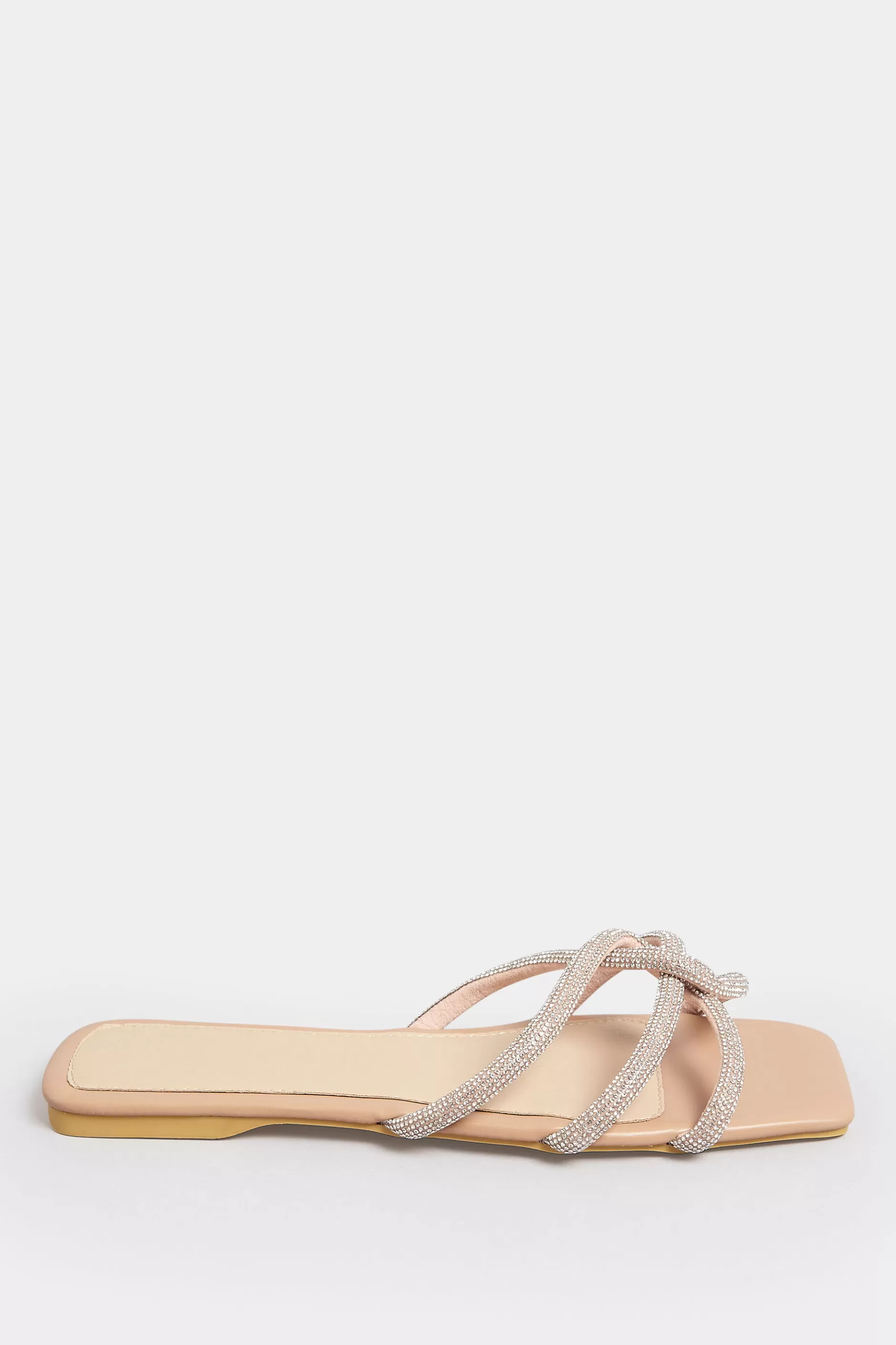 Women M&Co Mules & Sliders>Pixiegirl Pixiegirl Nude Diamante Strap Mule Sandals In Standard Fit