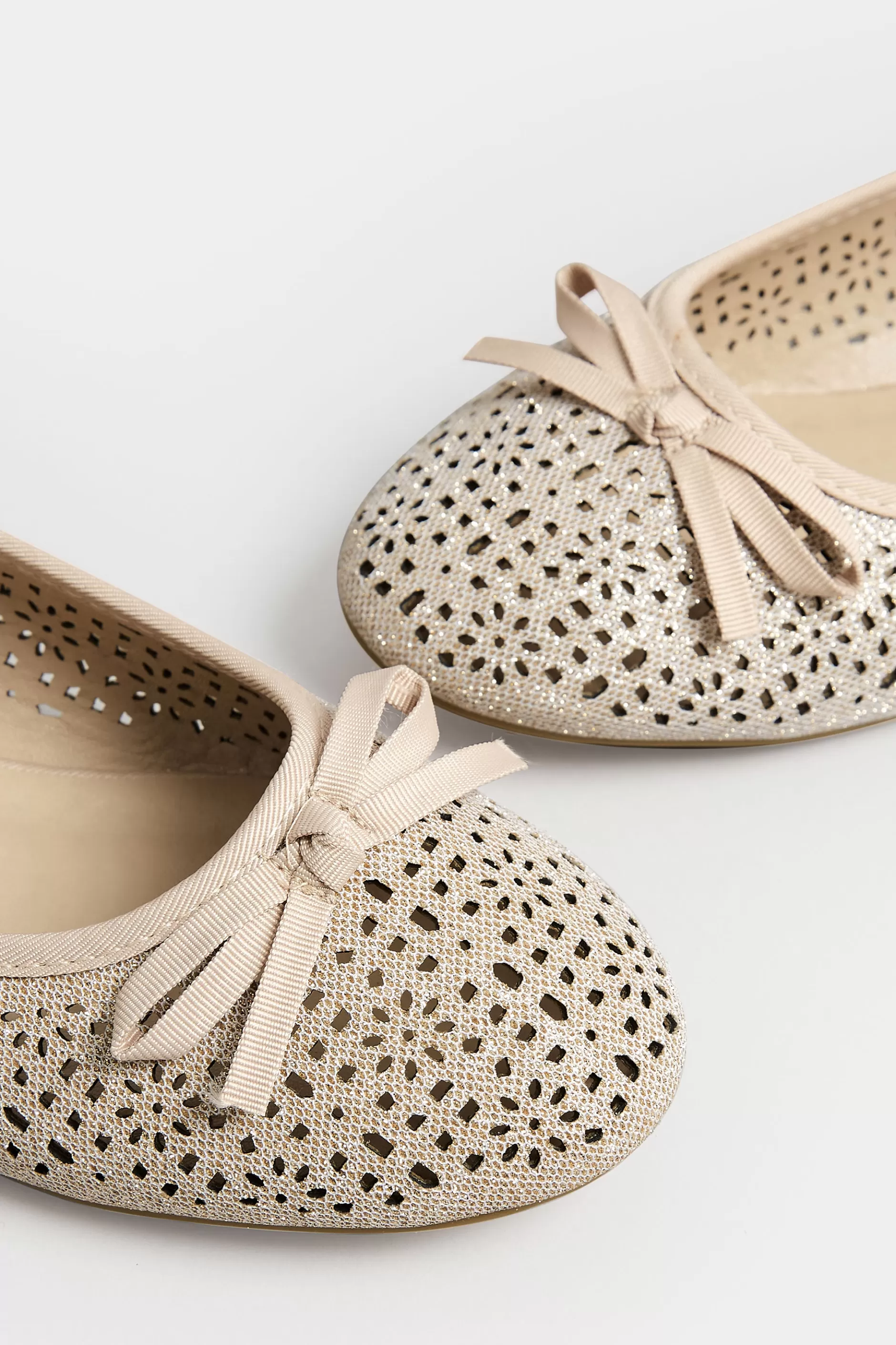 Women M&Co Flat Shoes>Pixiegirl Pixiegirl Nude Glitter Cut Out Ballerina Pumps In Standard Fit