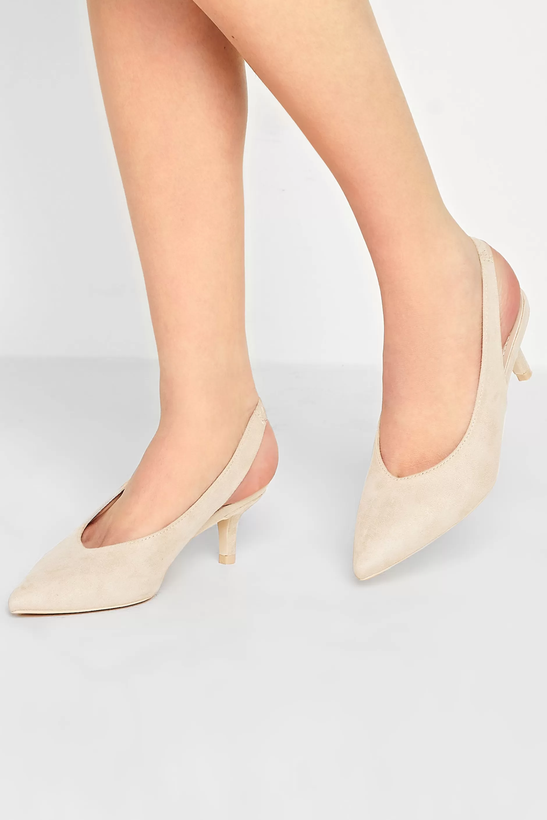 Women M&Co Heels>Pixiegirl Pixiegirl Nude Slingback Kitten Heel Court Shoes In Standard Fit