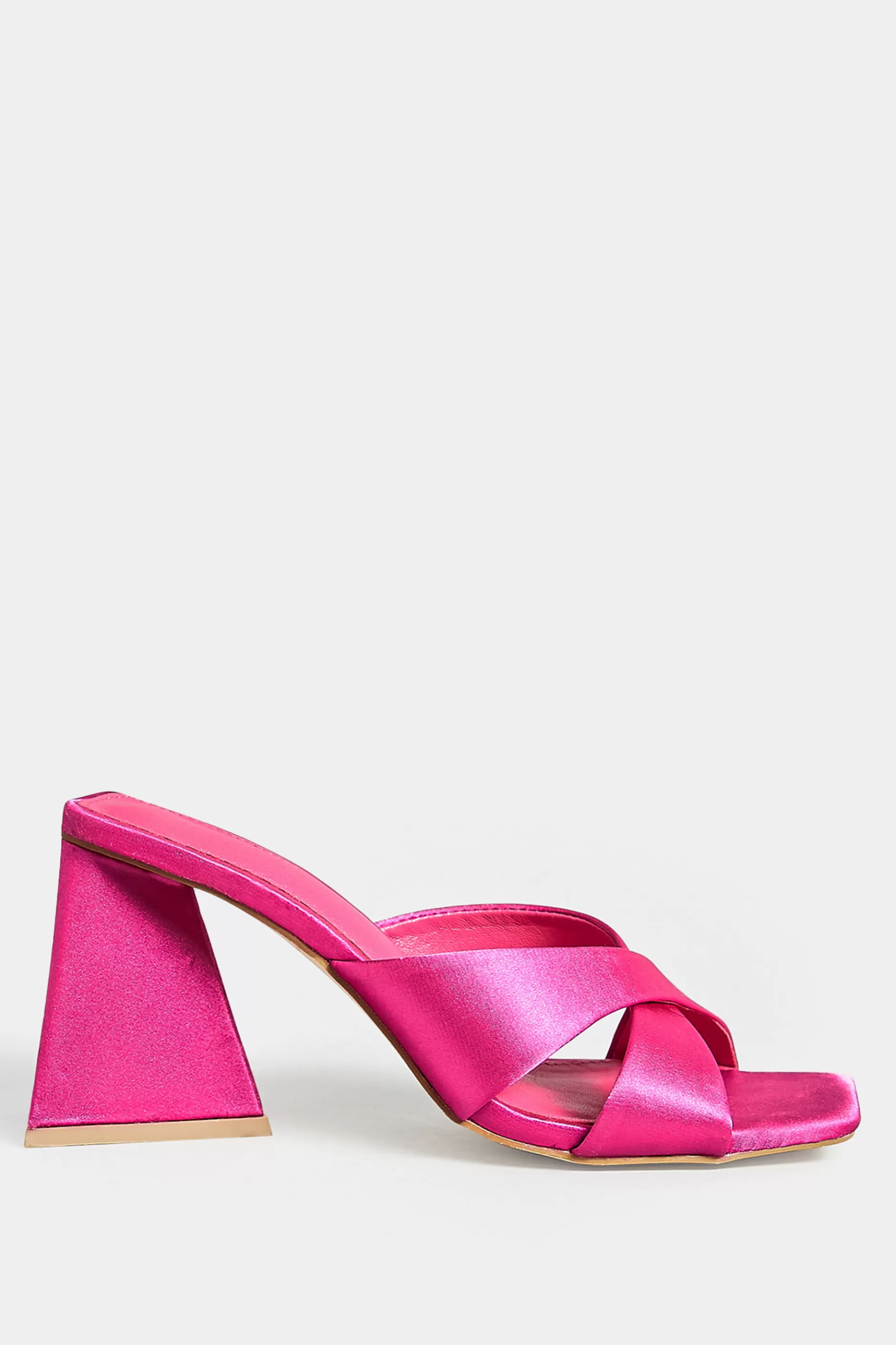 Women M&Co Mules & Sliders>Pixiegirl Pixiegirl Pink Satin Crossover Heeled Mules In Standard Fit