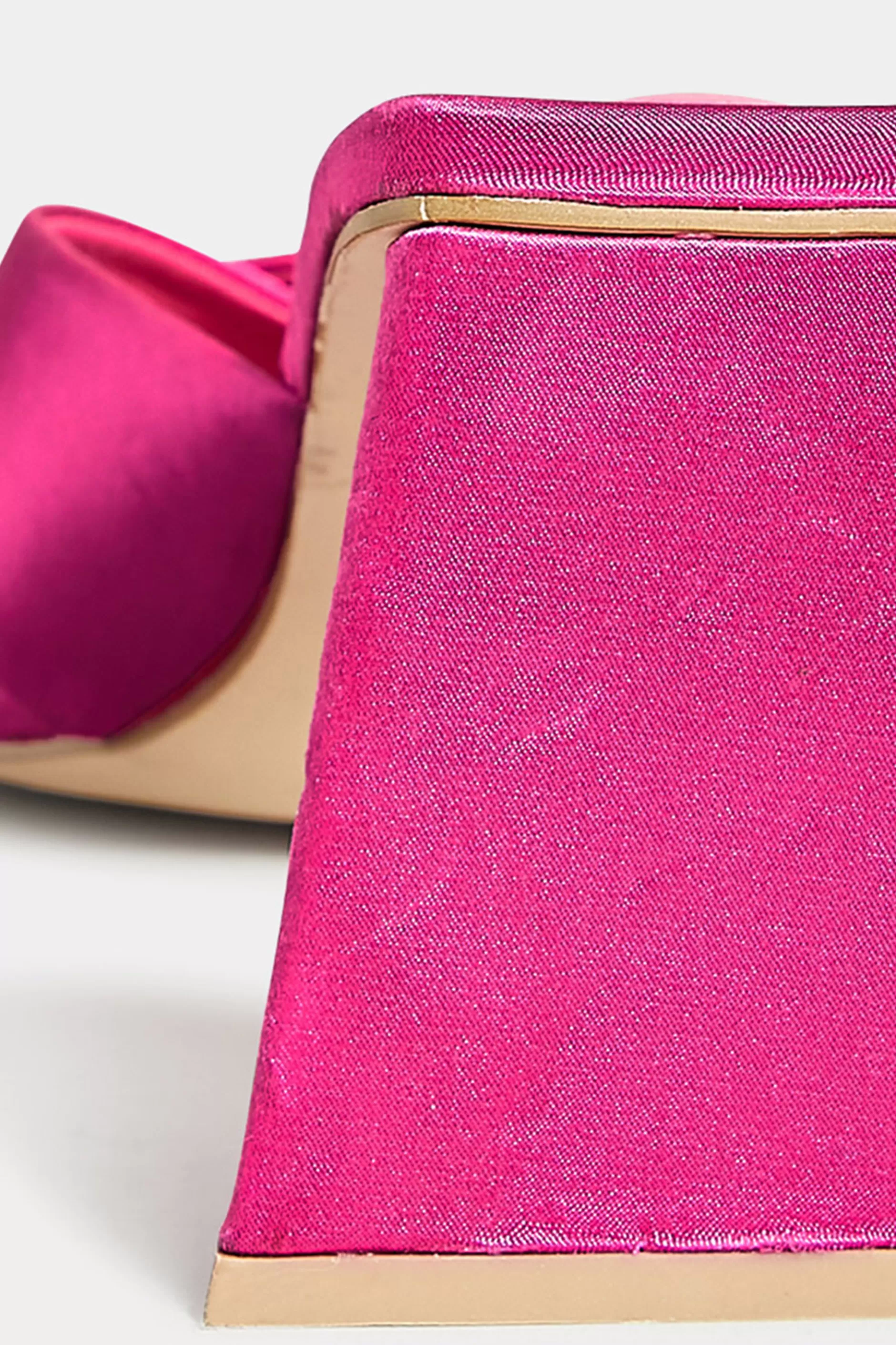 Women M&Co Mules & Sliders>Pixiegirl Pixiegirl Pink Satin Crossover Heeled Mules In Standard Fit