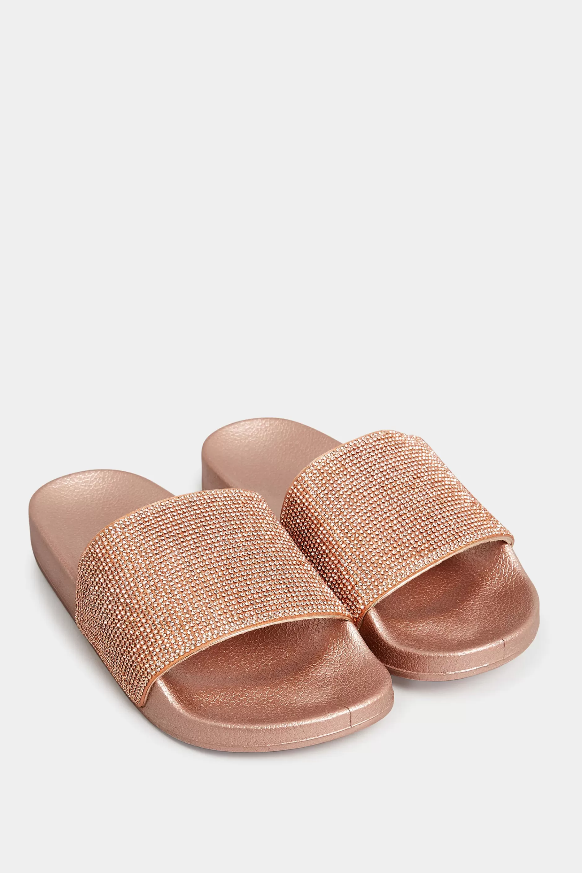 Women M&Co Sandals>Pixiegirl Pixiegirl Rose Gold Diamante Sliders In Standard Fit