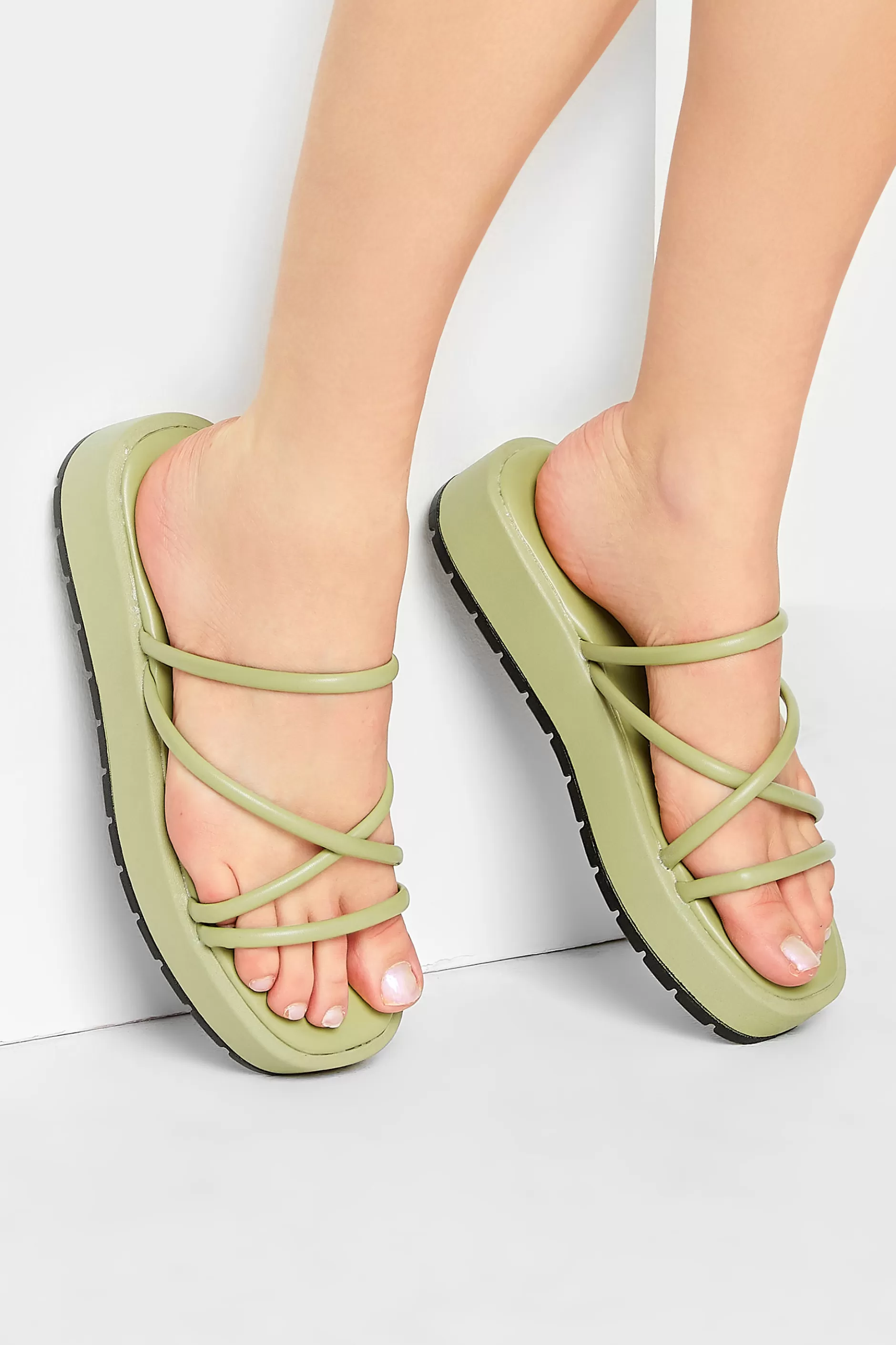 Women M&Co Sandals>Pixiegirl Pixiegirl Sage Green Strappy Flatform Sandals In Standard Fit