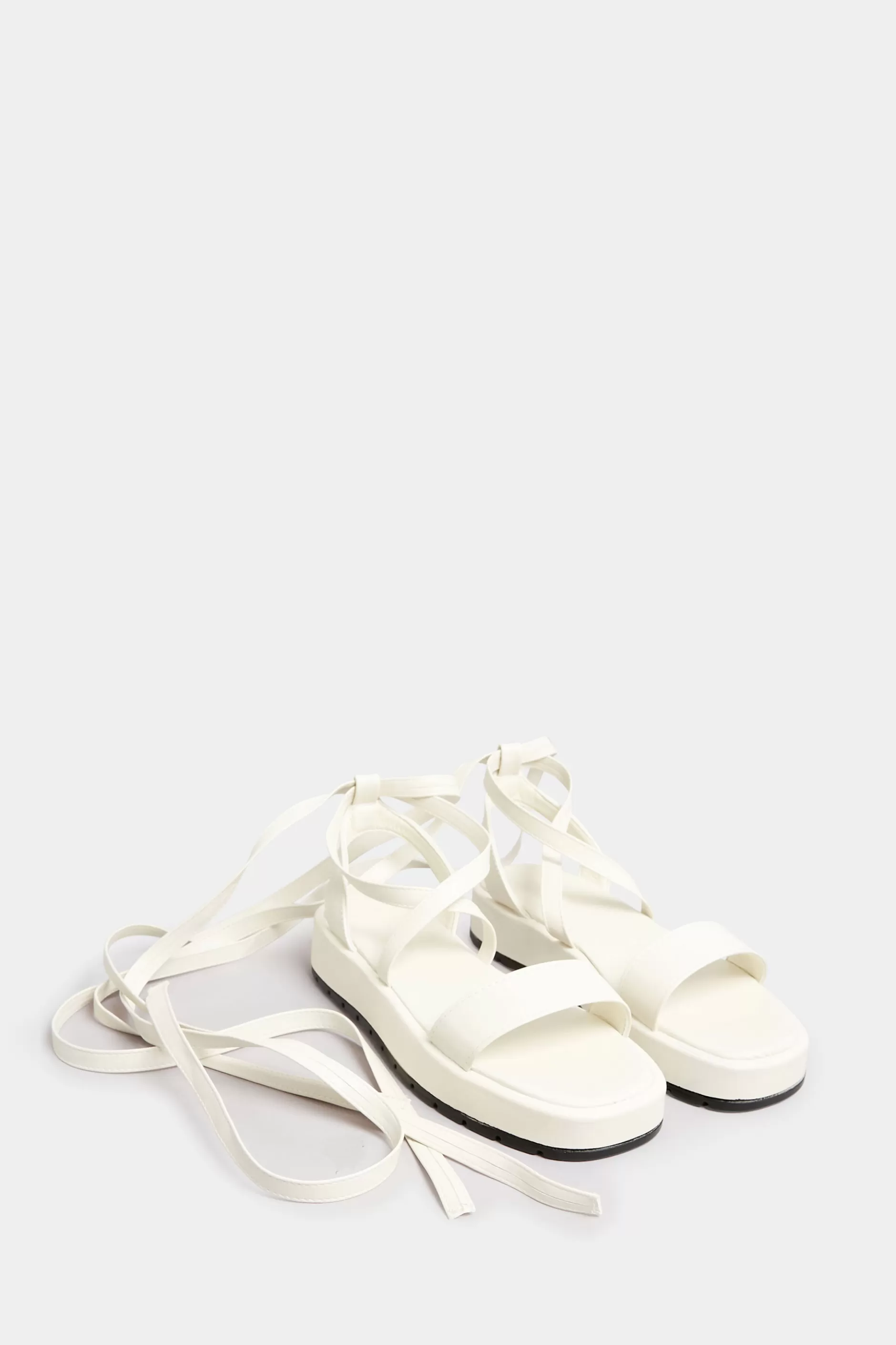Women M&Co Sandals>Pixiegirl Pixiegirl White Ankle Tie Flatform Sandals In Standard Fit