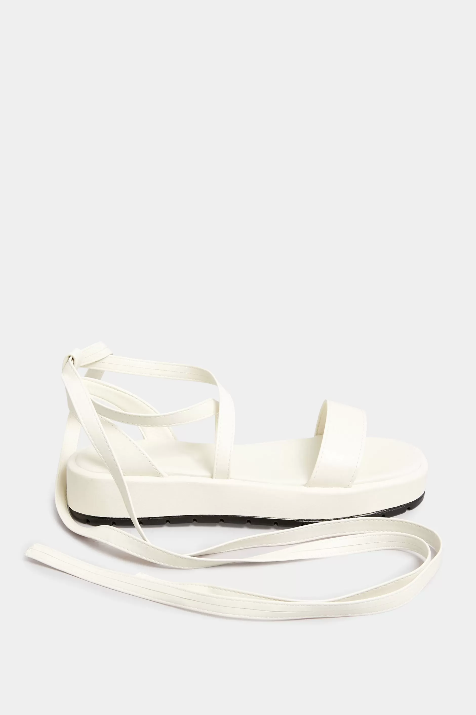 Women M&Co Sandals>Pixiegirl Pixiegirl White Ankle Tie Flatform Sandals In Standard Fit