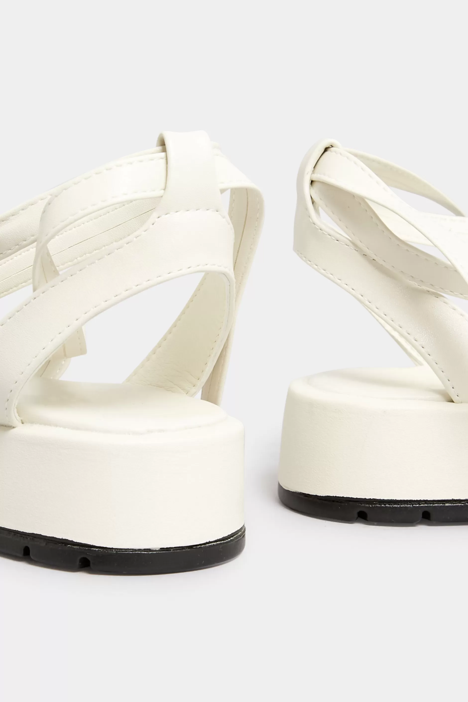 Women M&Co Sandals>Pixiegirl Pixiegirl White Ankle Tie Flatform Sandals In Standard Fit