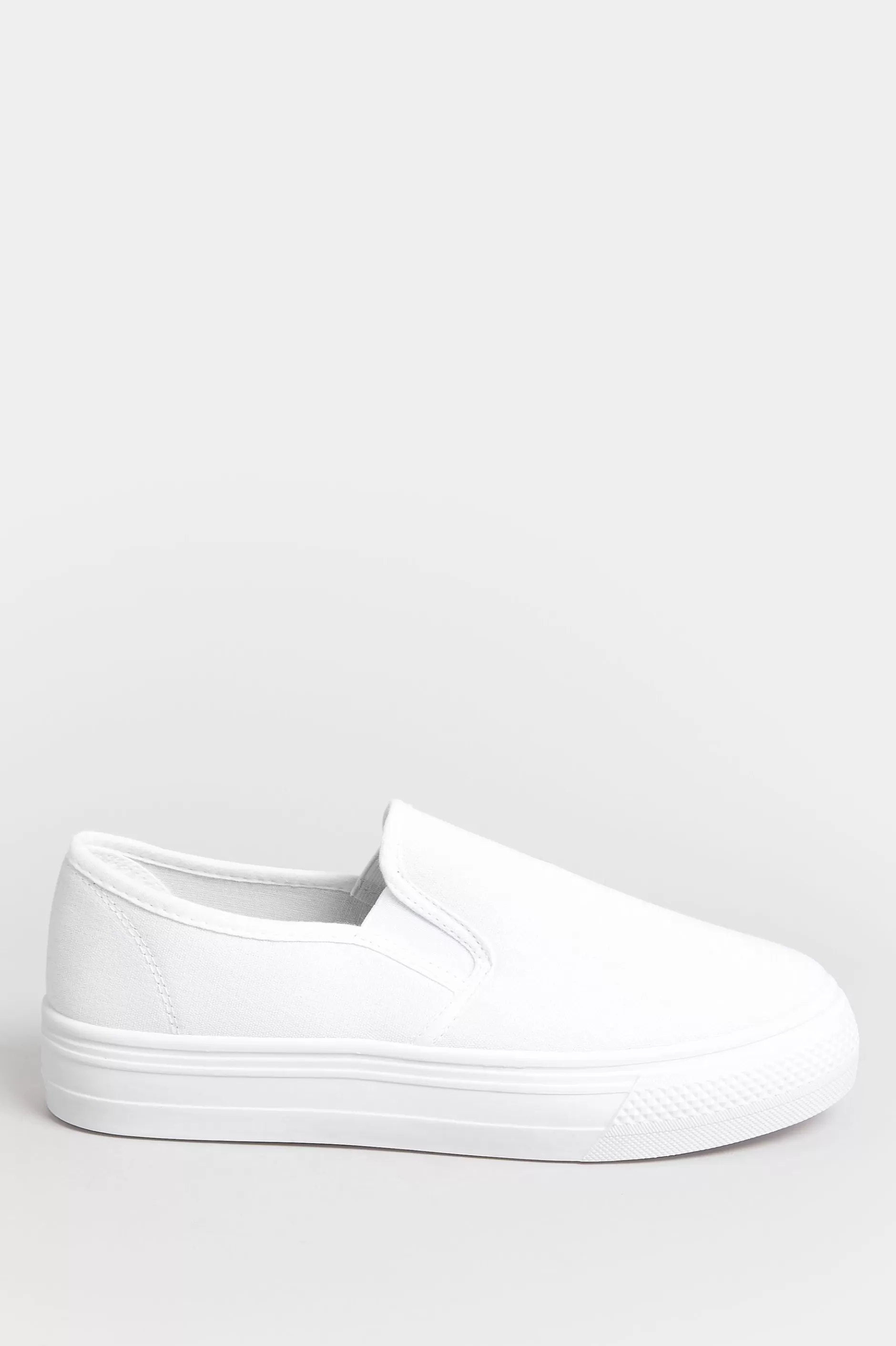 Women M&Co Flat Shoes>Pixiegirl Pixiegirl White Canvas Slip On Flatform Trainers In Standard Fit