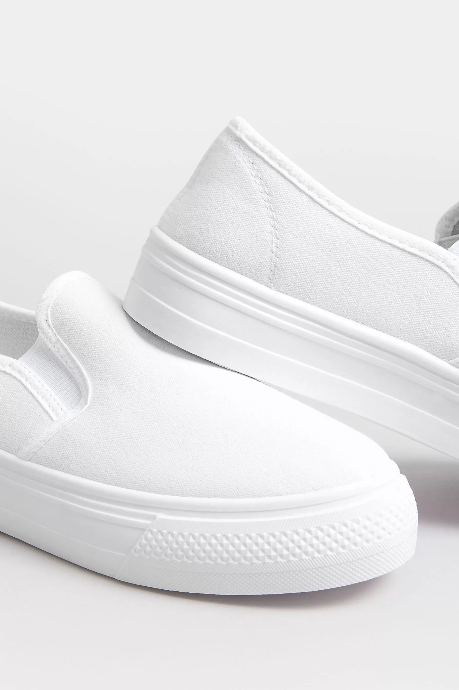 Women M&Co Flat Shoes>Pixiegirl Pixiegirl White Canvas Slip On Flatform Trainers In Standard Fit
