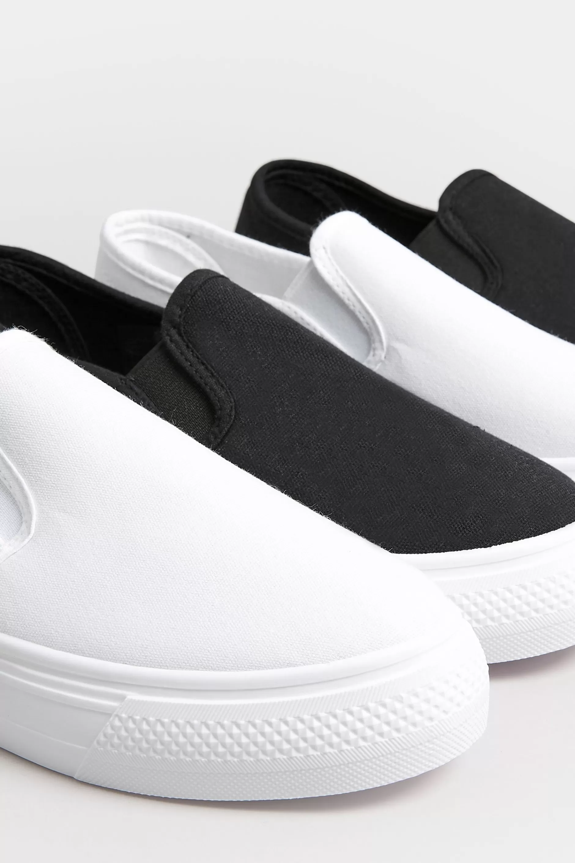 Women M&Co Flat Shoes>Pixiegirl Pixiegirl White Canvas Slip On Flatform Trainers In Standard Fit