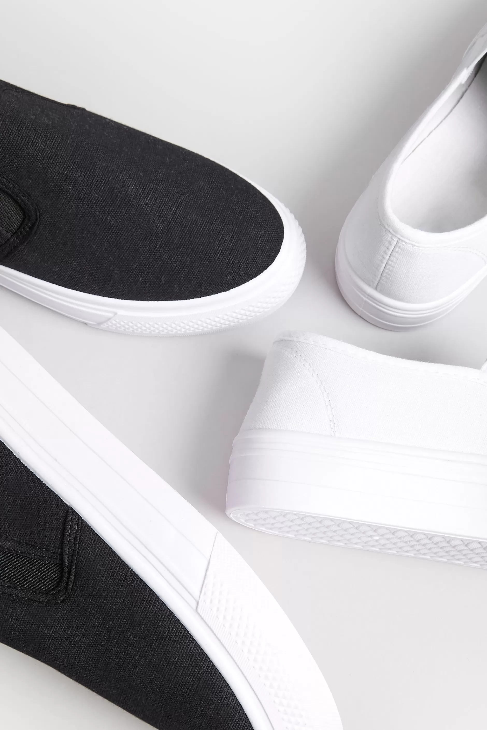 Women M&Co Flat Shoes>Pixiegirl Pixiegirl White Canvas Slip On Flatform Trainers In Standard Fit