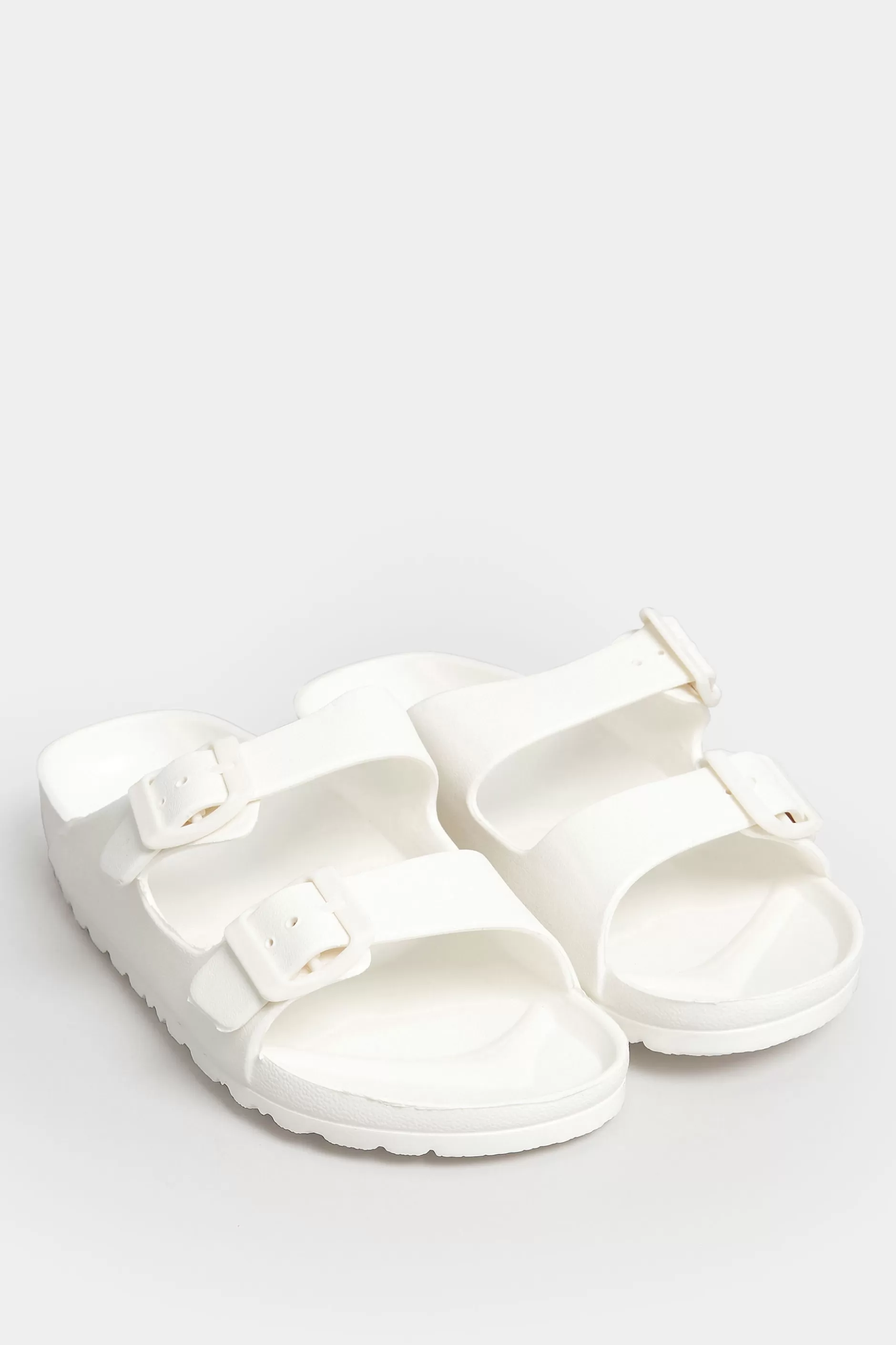 Women M&Co Mules & Sliders>Pixiegirl Pixiegirl White Two Strap Sliders In Standard Fit