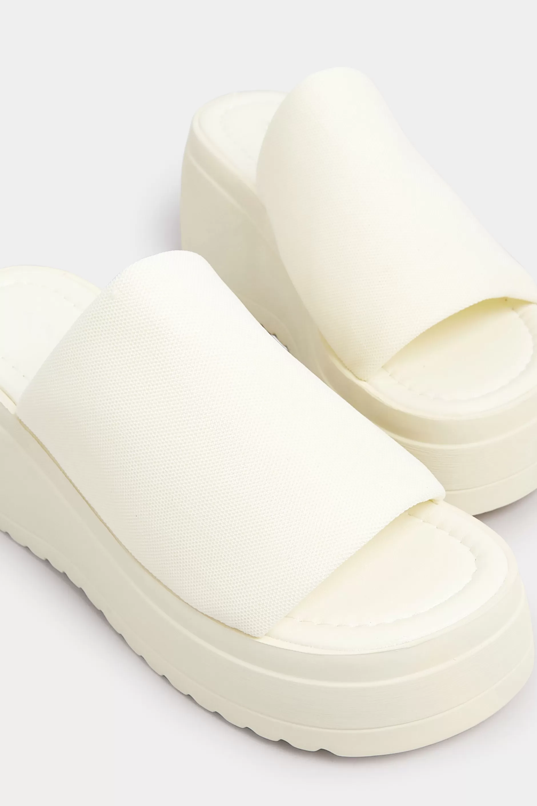 Women M&Co Flat Shoes>Pixiegirl Pixiegirl White Wedge Platform Mule Sandals In Standard Fit