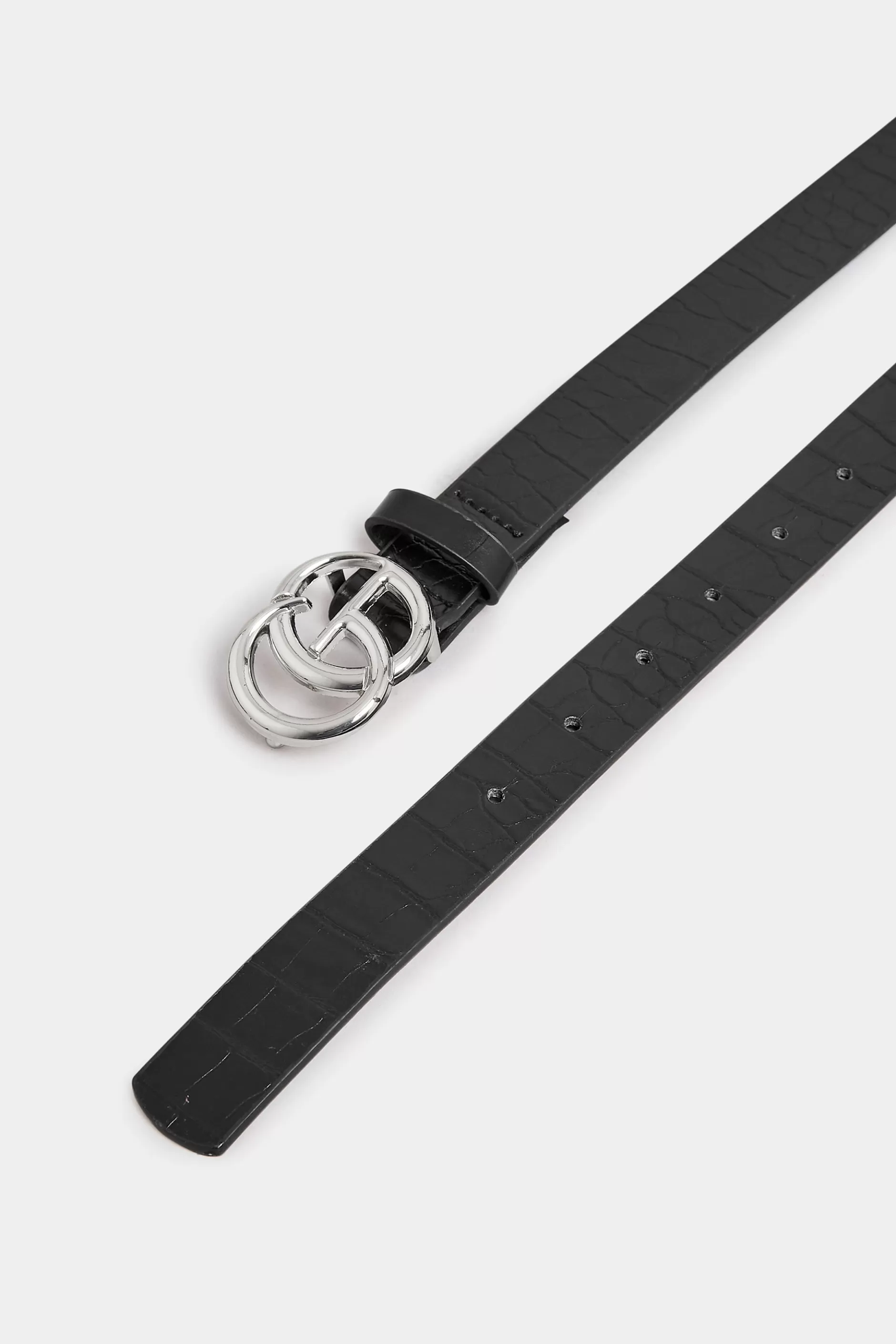 Women M&Co Belts>Yours Yours 2 Pack Black & Croc Print Initial Logo Belts