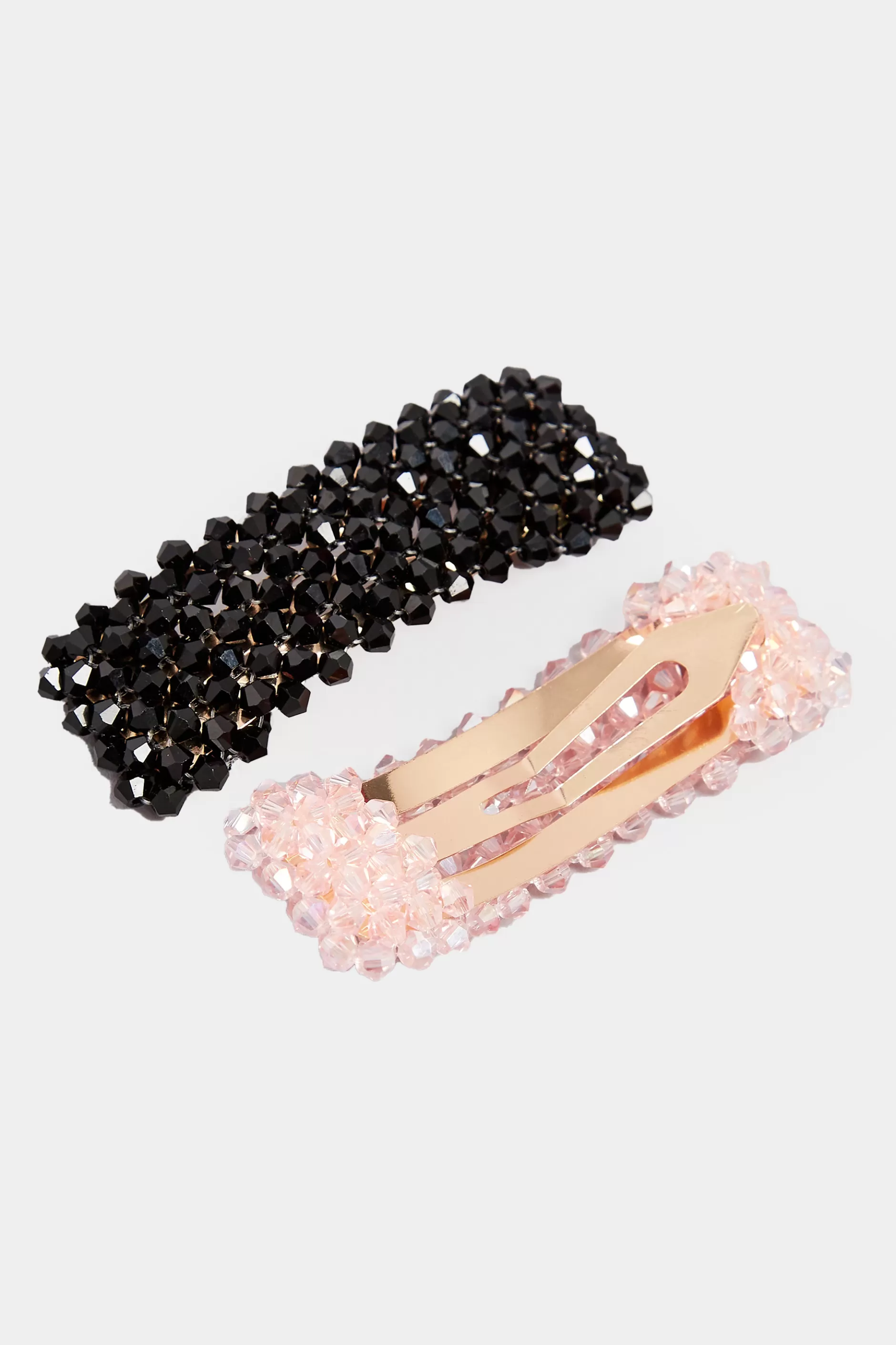 Women M&Co Hair Accessories>Yours Yours 2 Pack Black & Pink Cluster Crystal Hair Clips