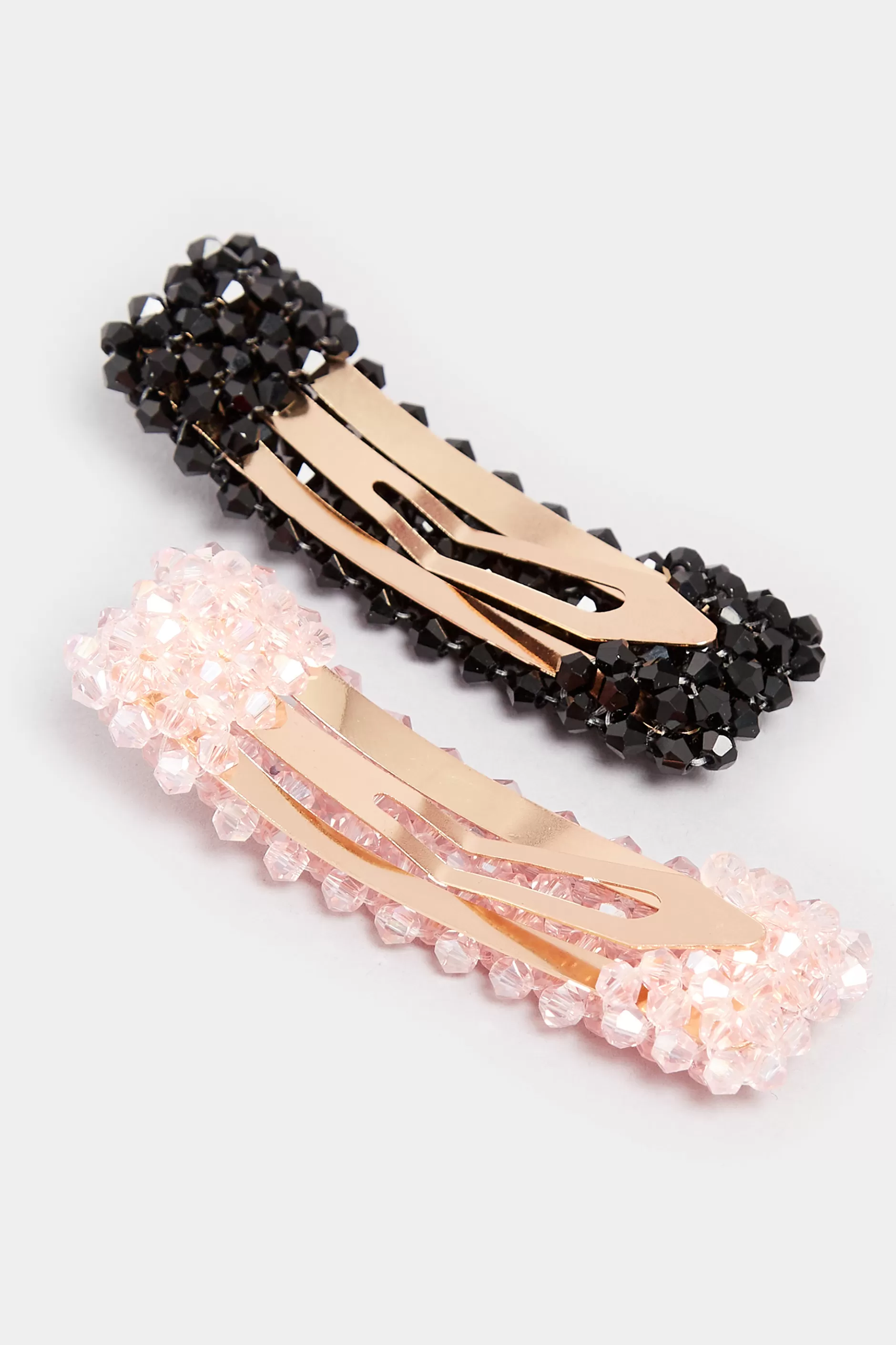 Women M&Co Hair Accessories>Yours Yours 2 Pack Black & Pink Cluster Crystal Hair Clips