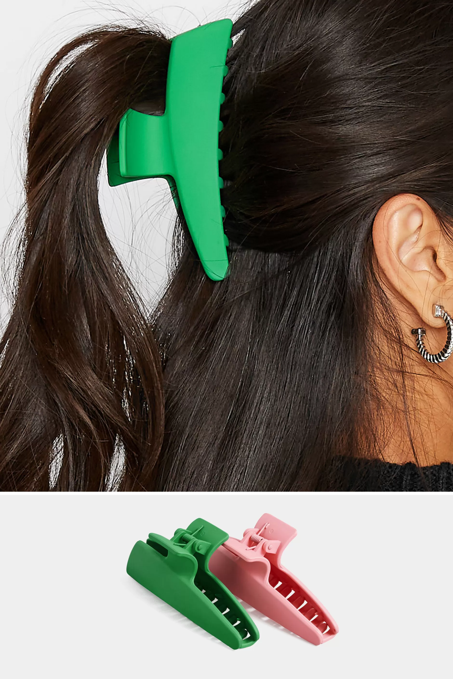 Women M&Co Hair Accessories>Yours Yours 2 Pack Green & Pink Hair Claw Clips