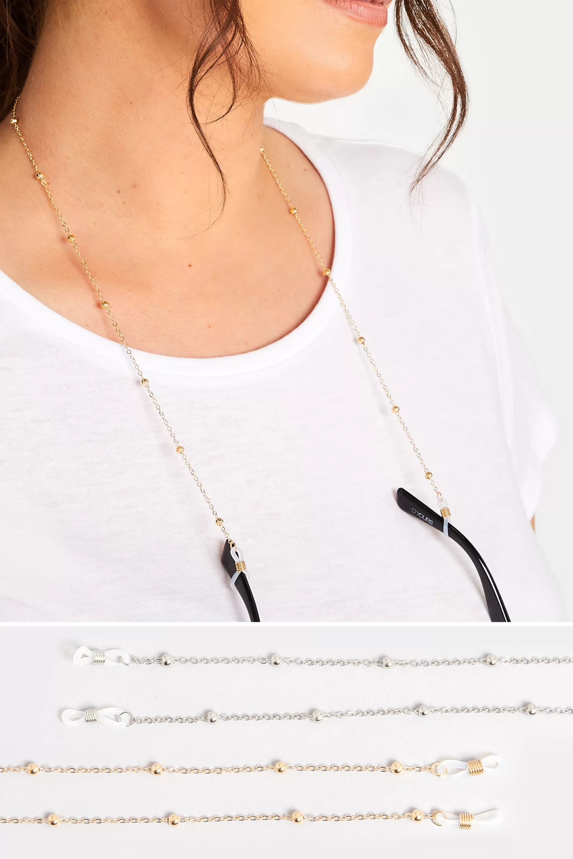 Women M&Co Sunglasses>Yours Yours 2 Pack Silver & Gold Beaded Sunglasses Chain Set