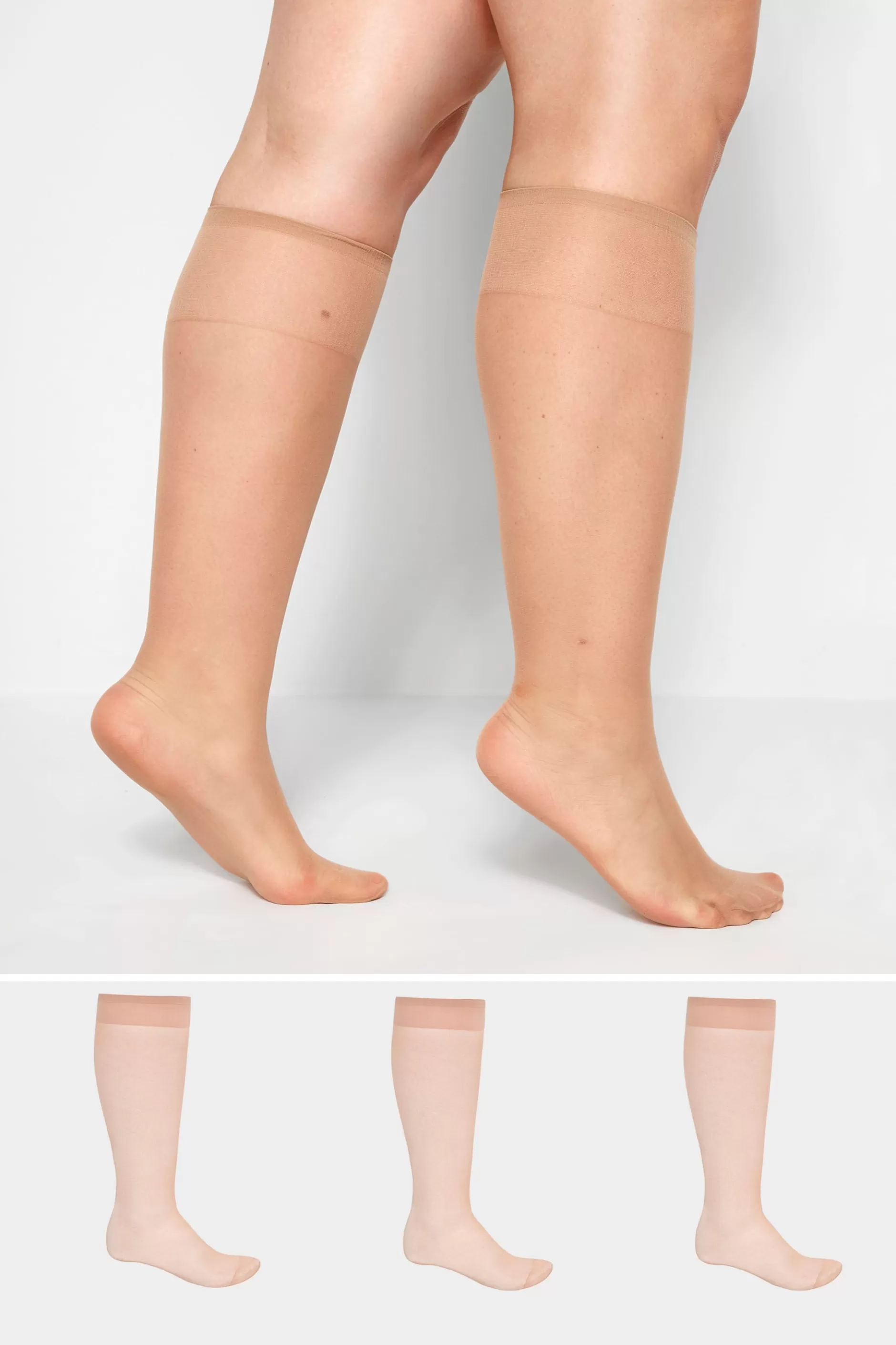 Women M&Co Socks>Yours Yours 3 Pack Nude Sheer Knee High Socks