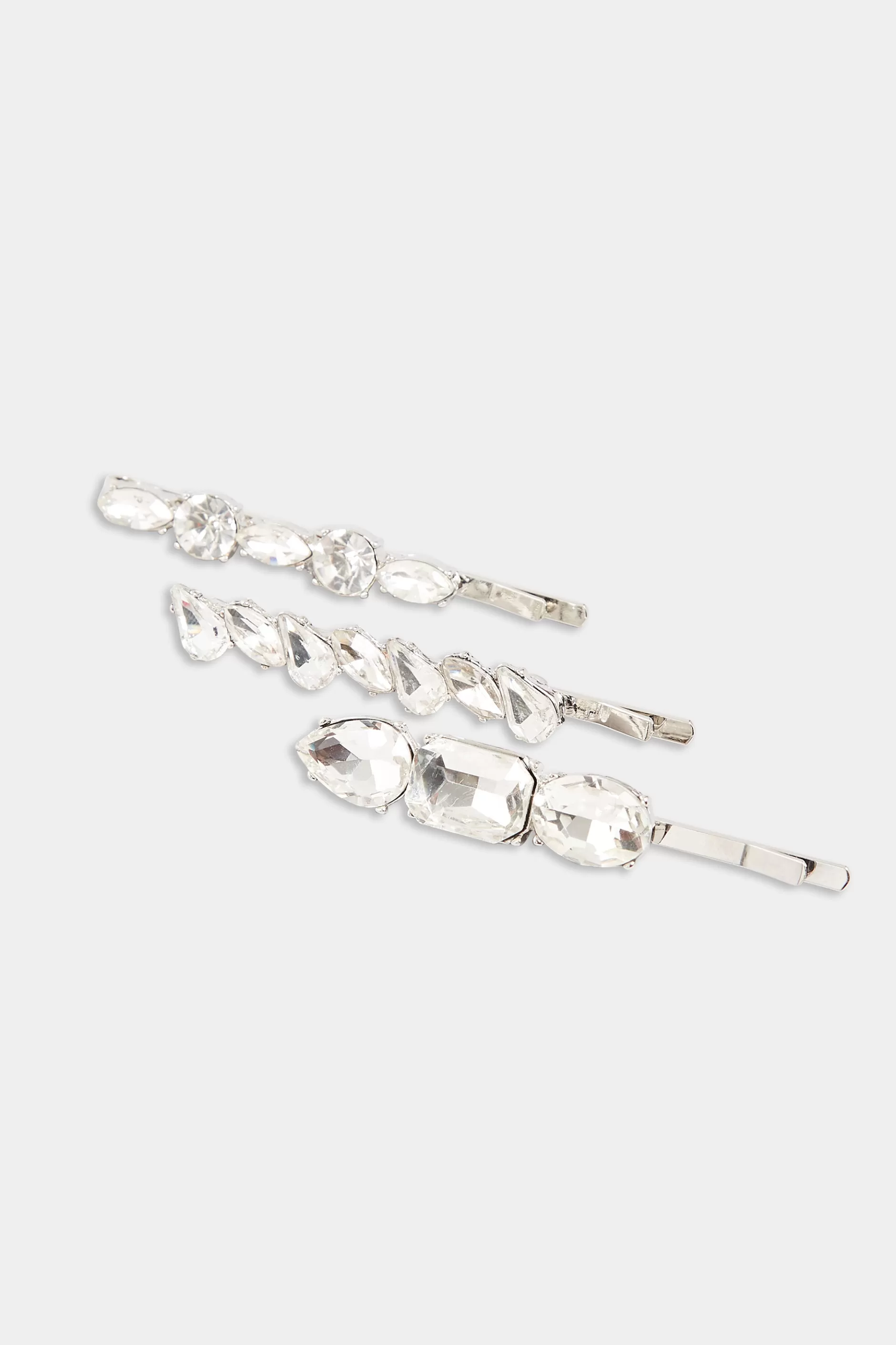 Women M&Co Hair Accessories>Yours Yours 3 Pack Silver Crystal Hairslide Set