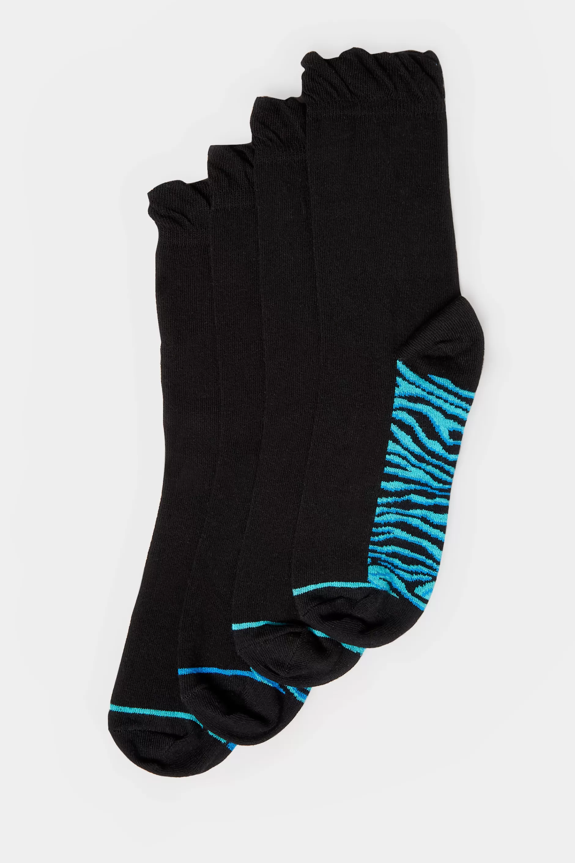 Women M&Co Socks>Yours Yours 4 Pack Black Animal Print Footbed Ankle Socks