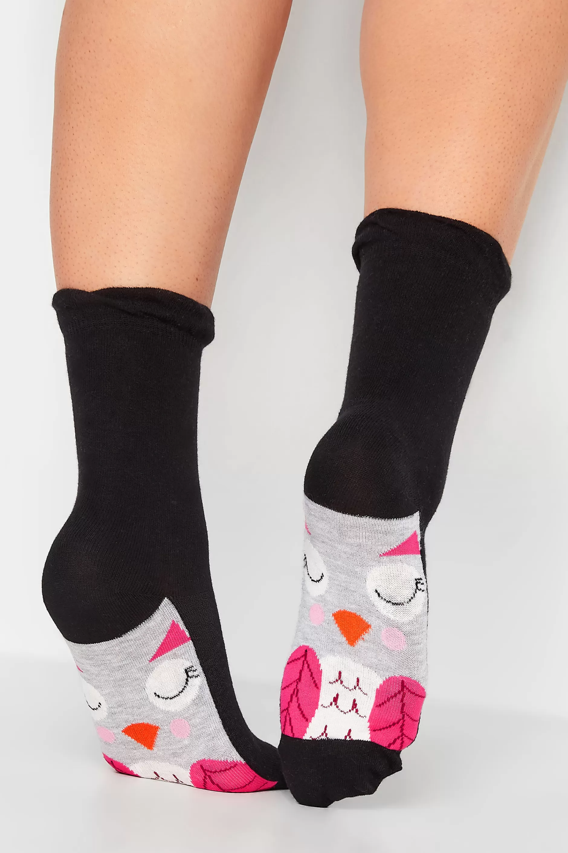 Women M&Co Socks>Yours Yours 4 Pack Black Animal Print Footbed Socks