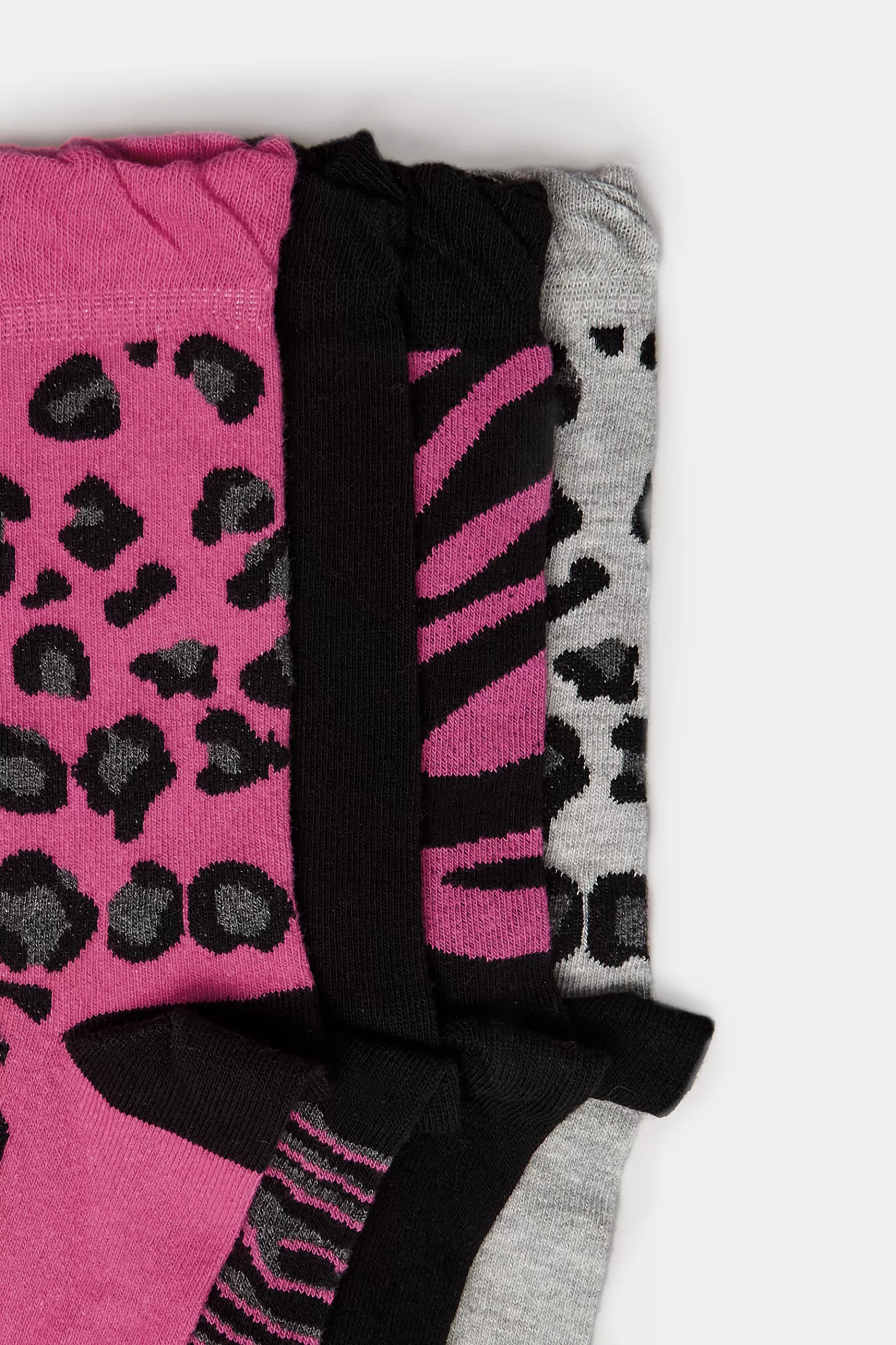Women M&Co Socks>Yours Yours 4 Pack Black Mixed Animal Print Footbed Ankle Socks