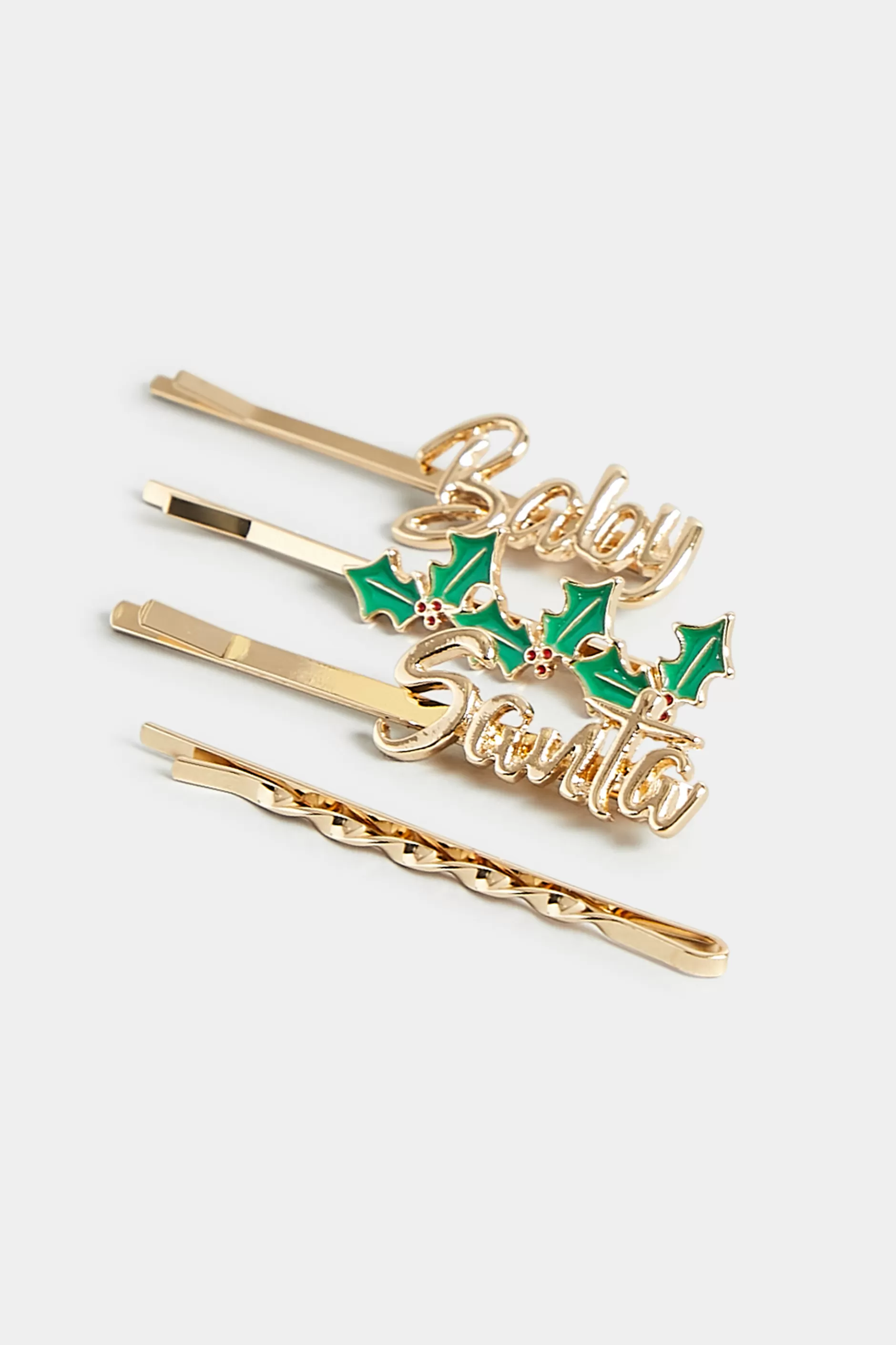 Women M&Co Hair Accessories>Yours Yours 4 Pack Gold 'santa Baby' Christmas Hairslide Set
