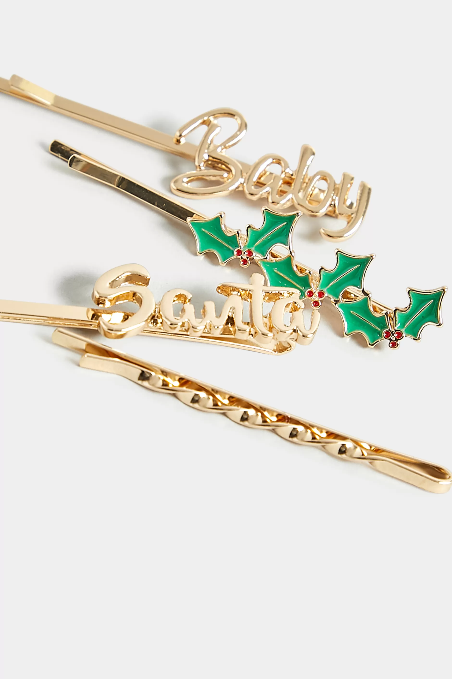 Women M&Co Hair Accessories>Yours Yours 4 Pack Gold 'santa Baby' Christmas Hairslide Set