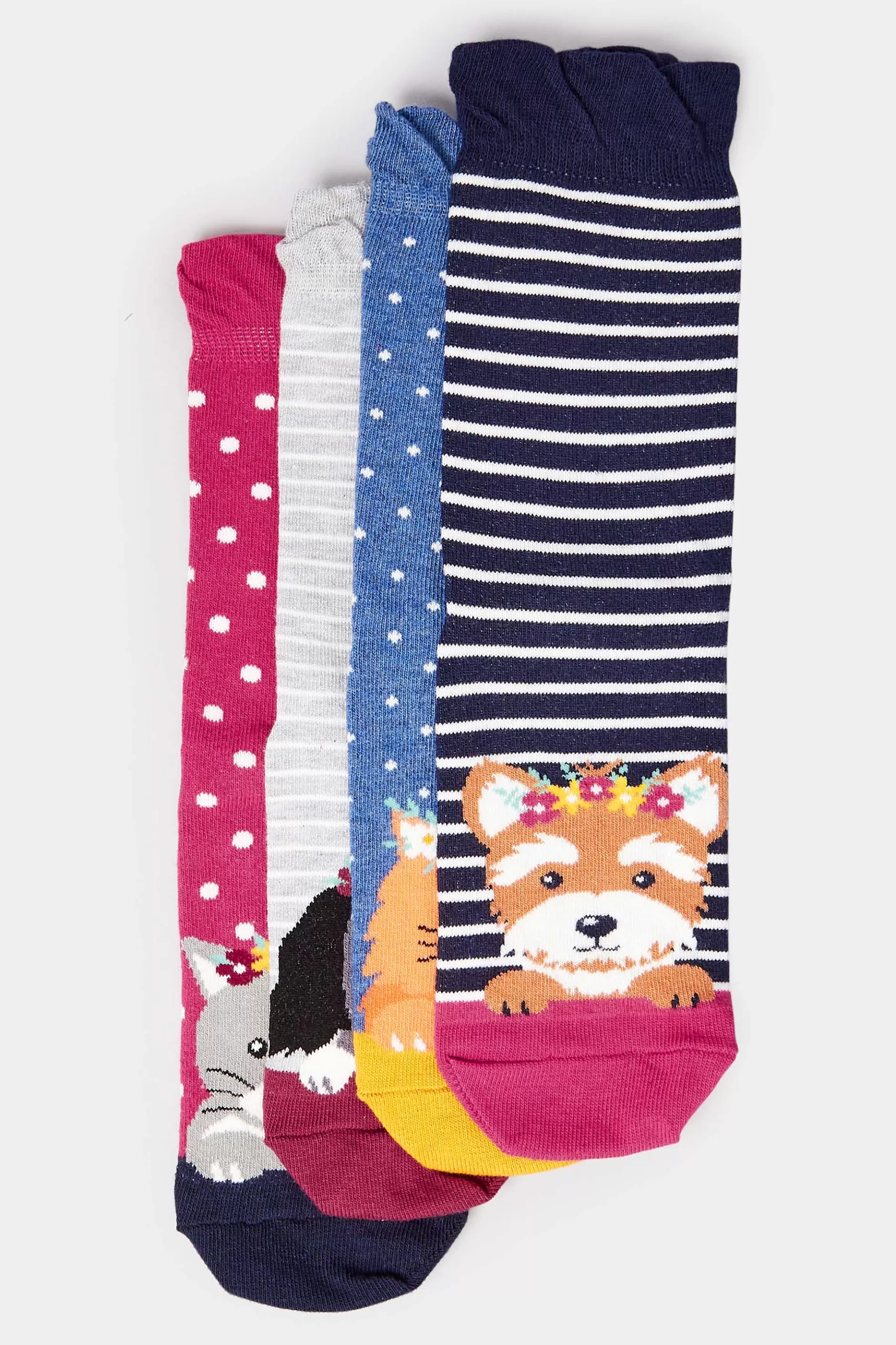 Women M&Co Socks>Yours Yours 4 Pack Navy Blue Animal Print Stripe Ankle Socks