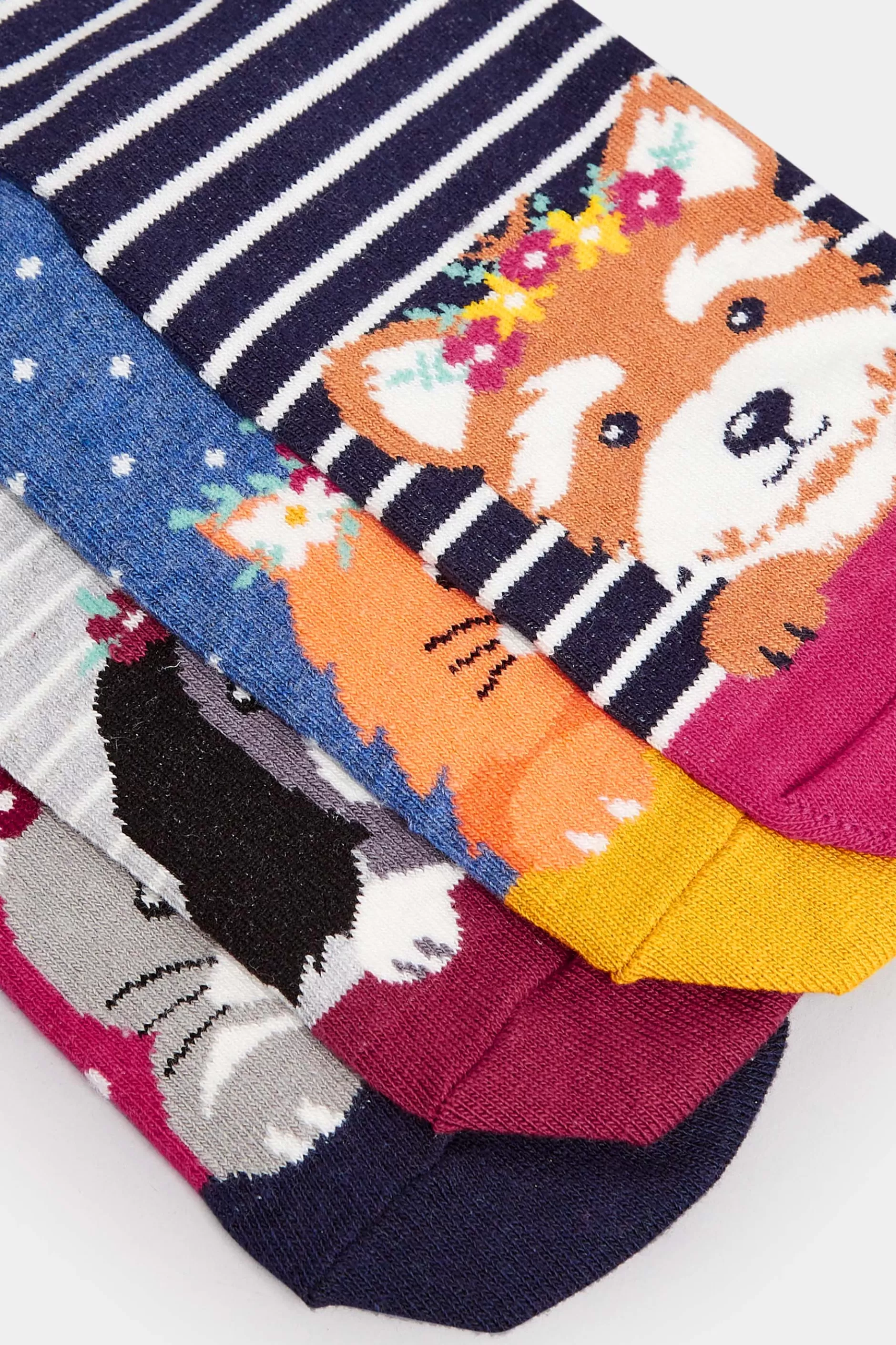 Women M&Co Socks>Yours Yours 4 Pack Navy Blue Animal Print Stripe Ankle Socks