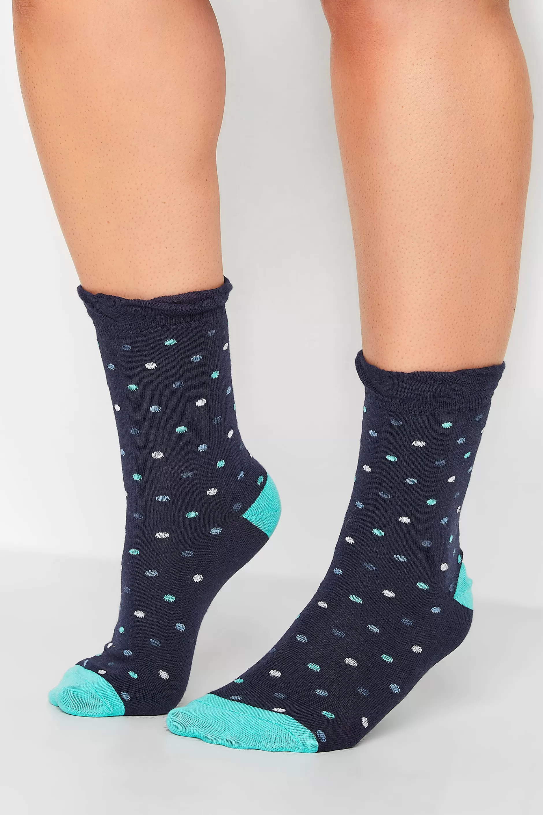 Women M&Co Socks>Yours Yours 4 Pack Navy Blue Spot Print Socks