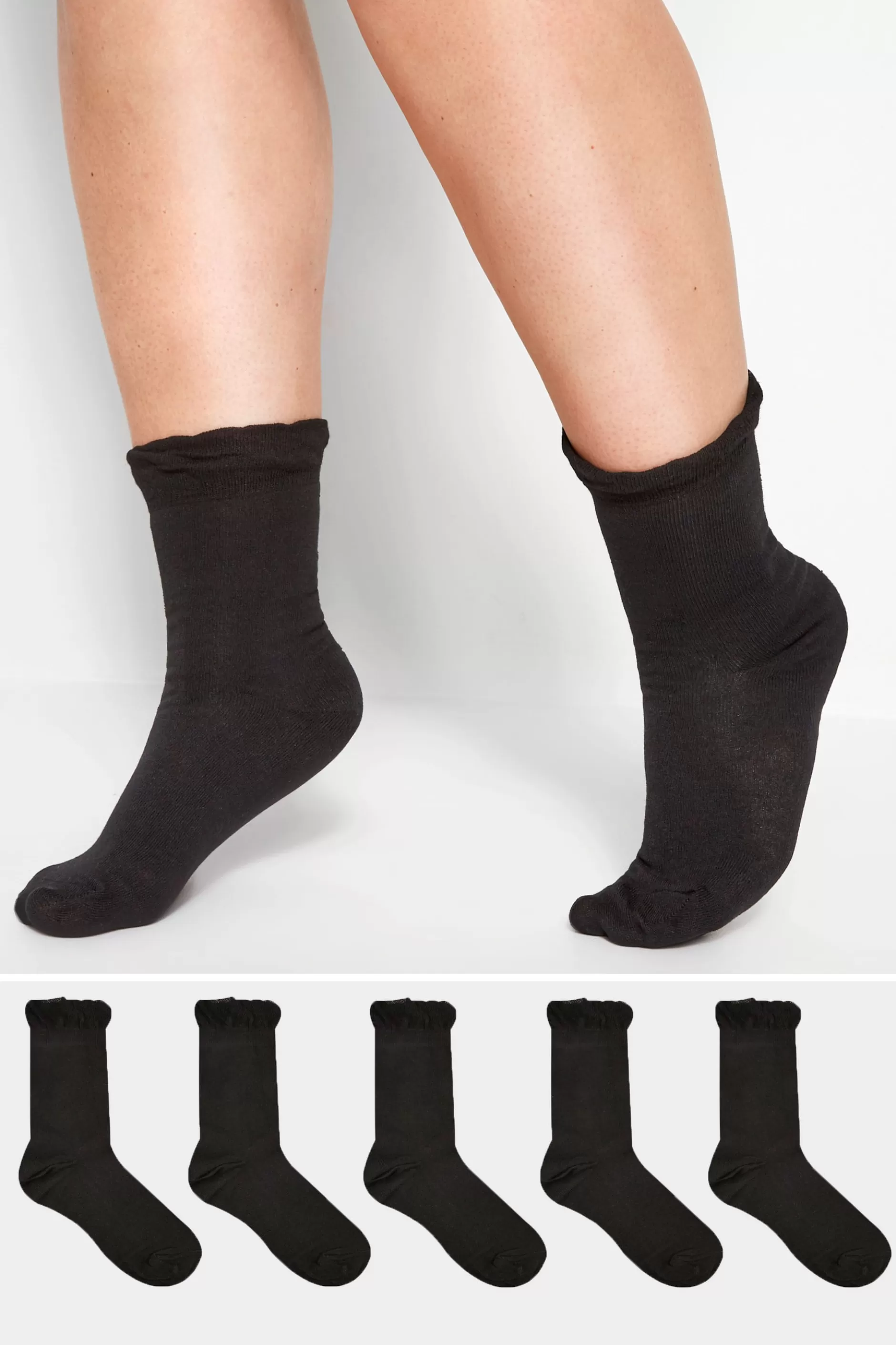 Women M&Co Socks>Yours Yours 5 Pack Black Ankle Socks