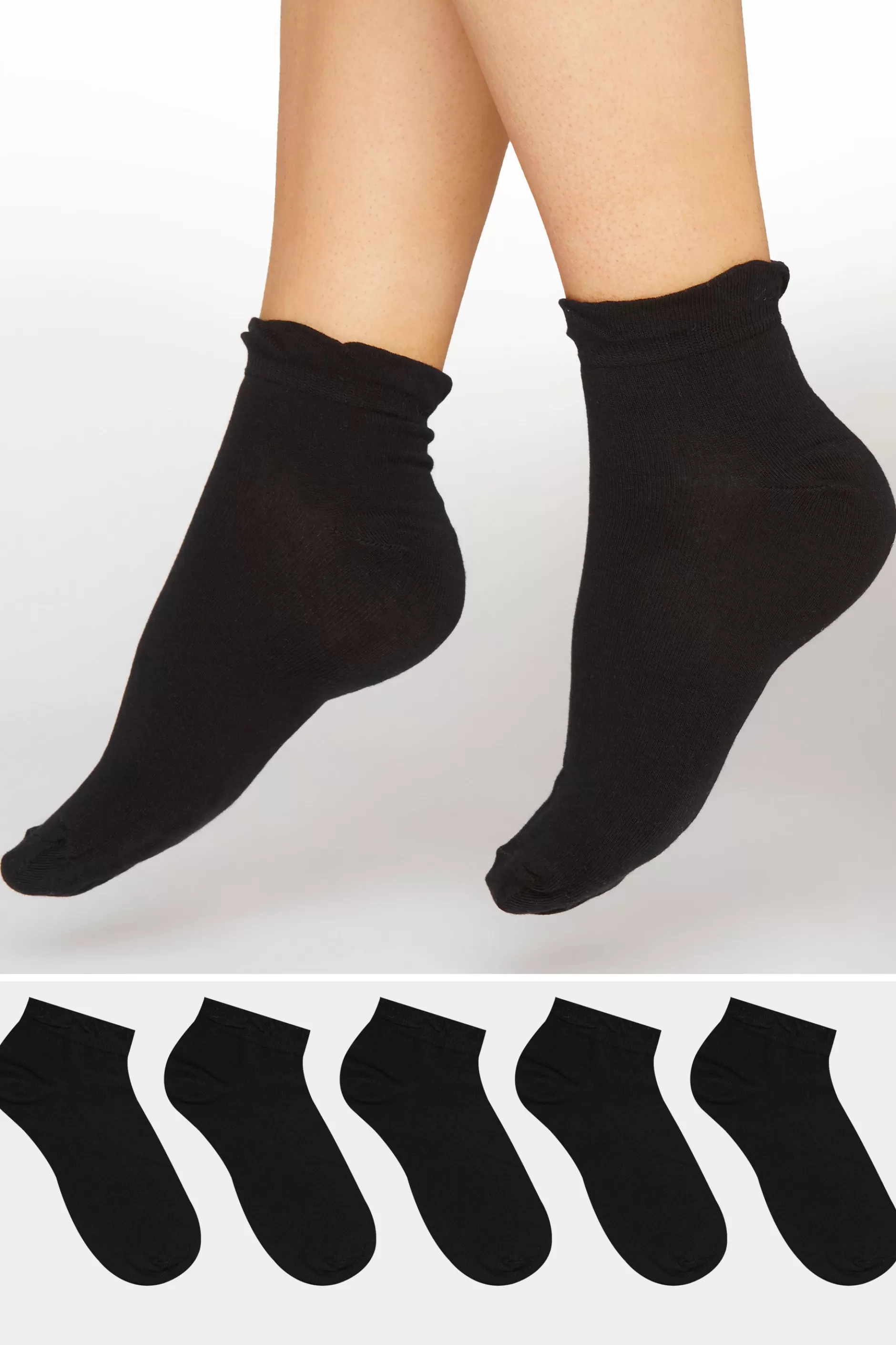 Women M&Co Socks>Yours Yours 5 Pack Black Trainer Liner Socks