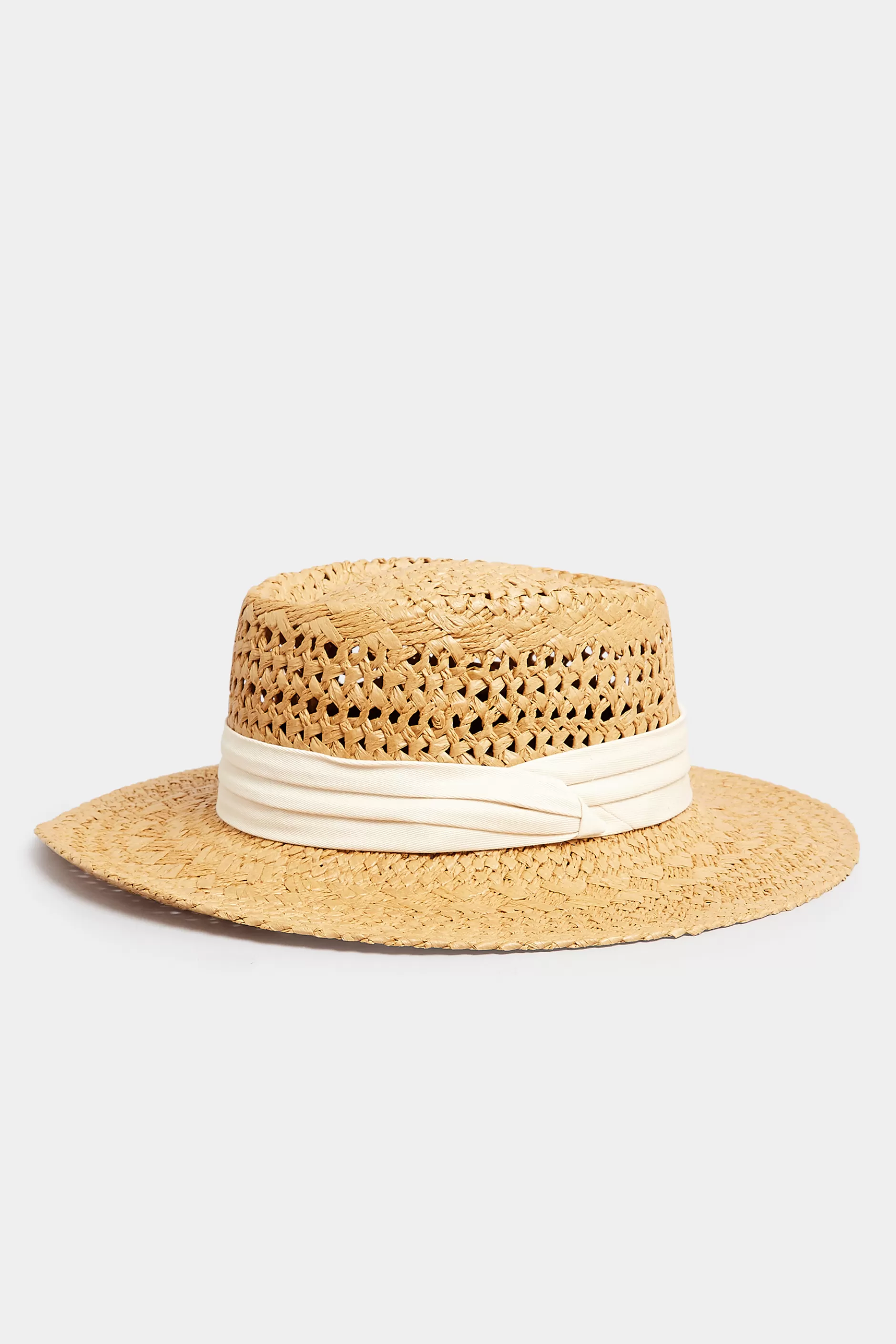 Women M&Co Hats>Yours Yours Beige Brown & White Straw Boater Hat