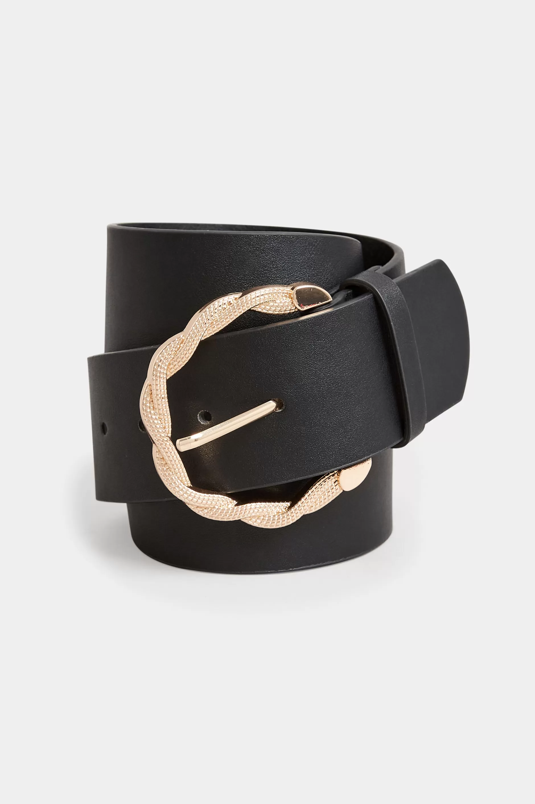 Women M&Co Belts>Yours Yours Black & Gold Rope Twist Wide Buckle Belt