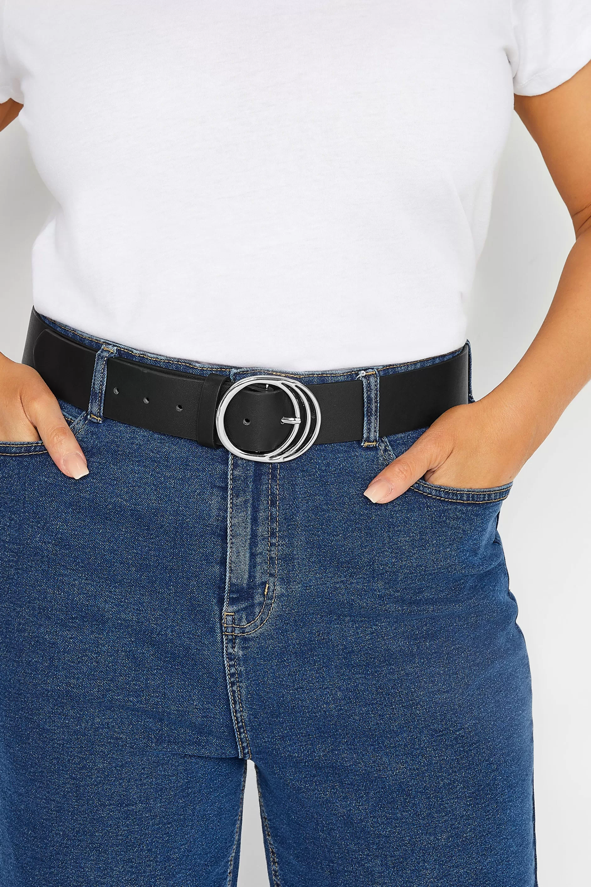 Women M&Co Belts>Yours Yours Black & Silver Triple Circle Belt